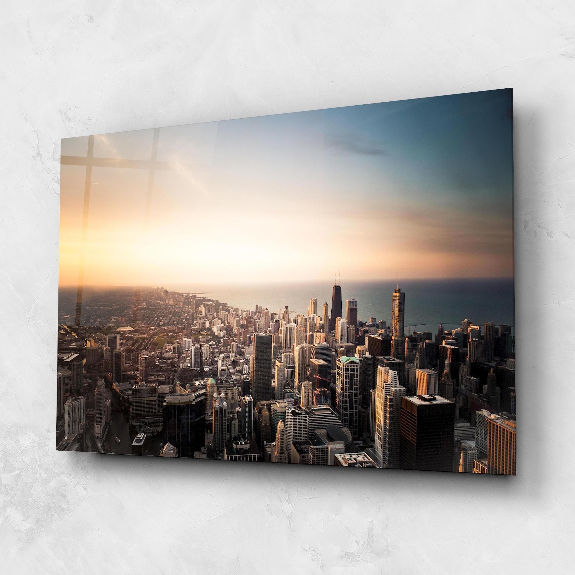 Стъклена картина City Buildings mockup 1