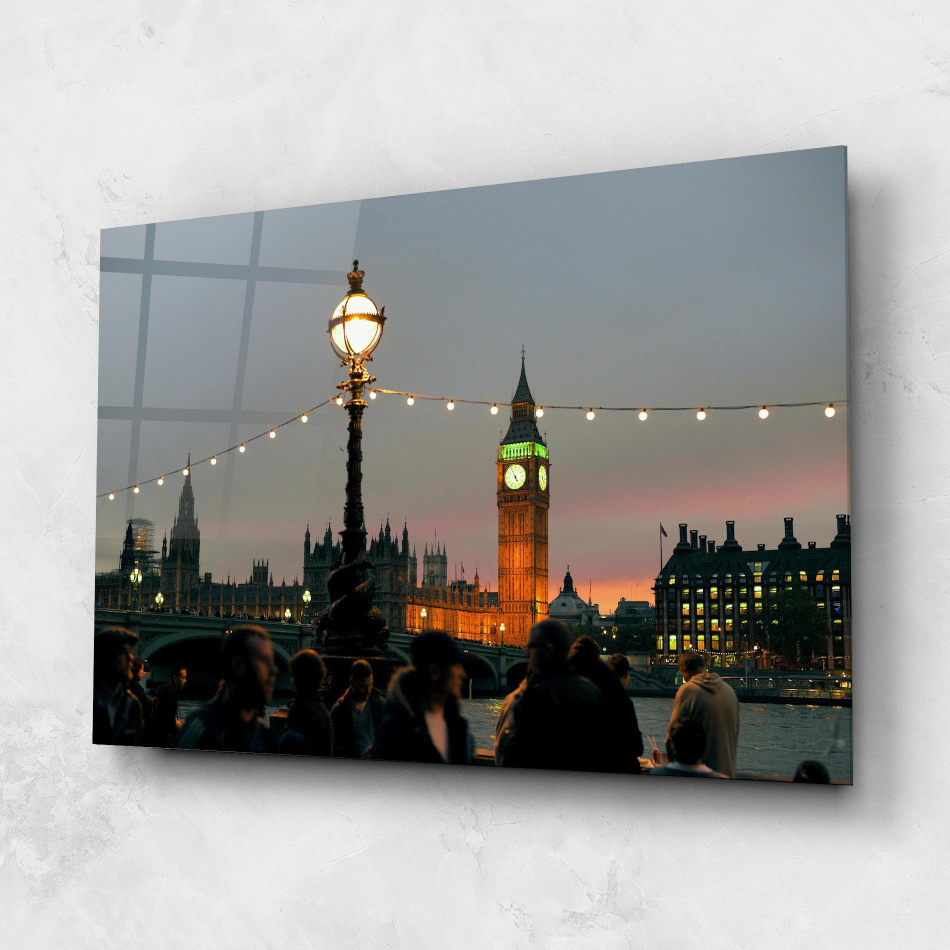 Стъклена картина Clock Lights mockup 1