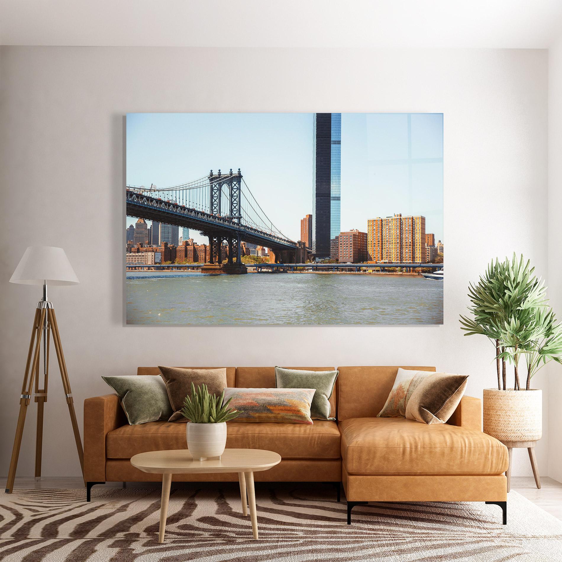 Стъклена картина Big City Bridge mockup 7