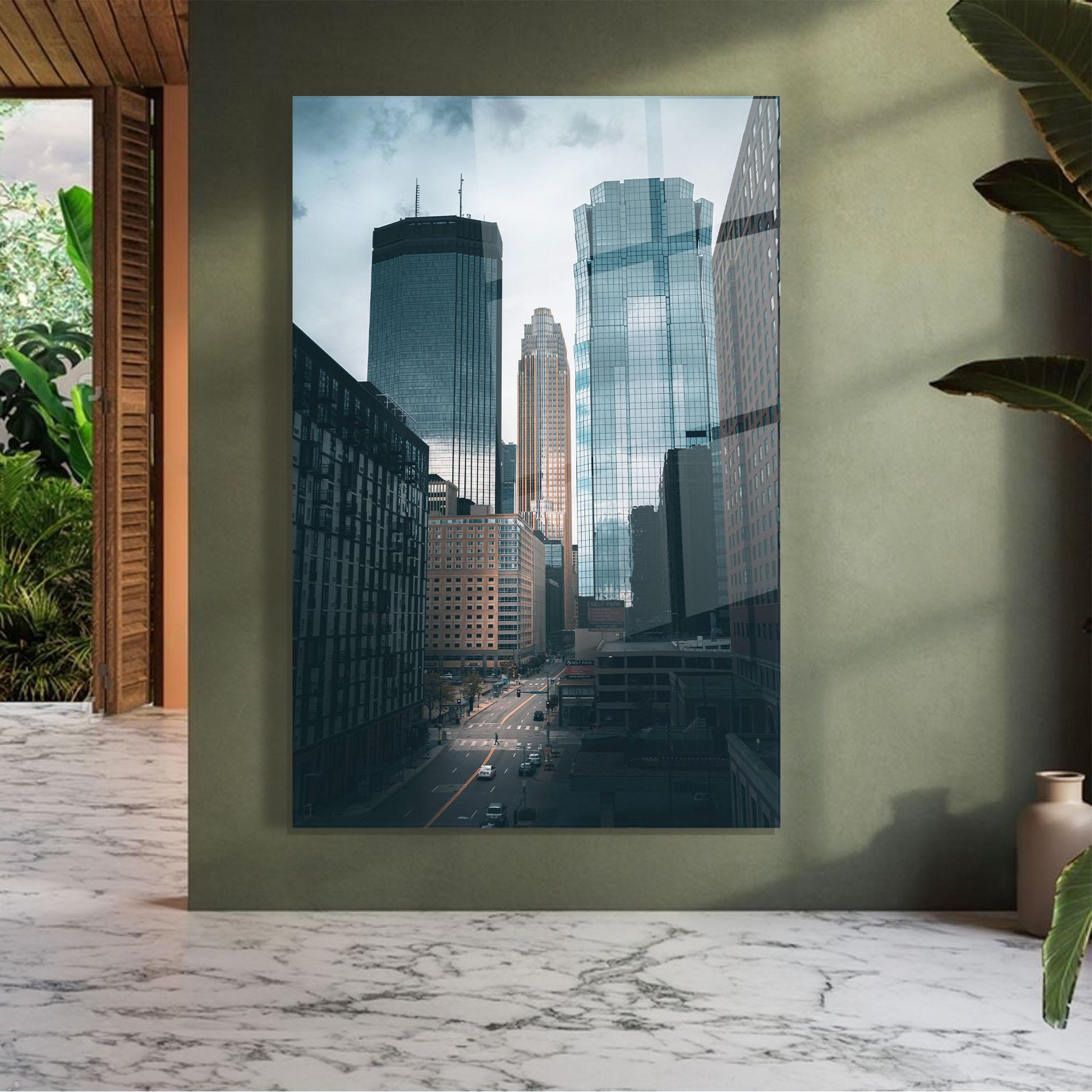 Стъклена картина Big Blue Building mockup 7