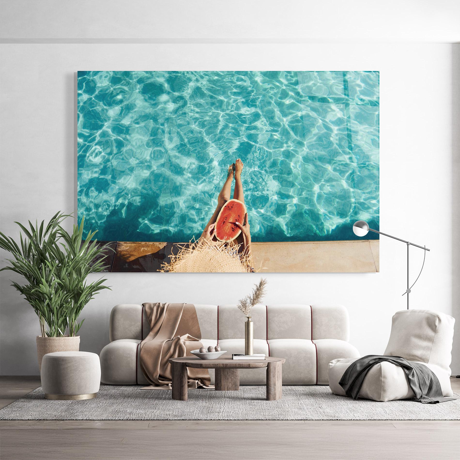 Стъклена картина Pool Watermelon mockup 9