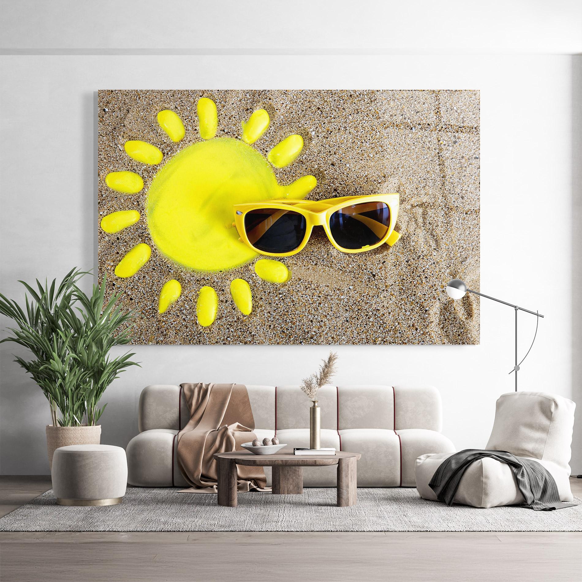 Стъклена картина Yellow Summer Glasses mockup 9