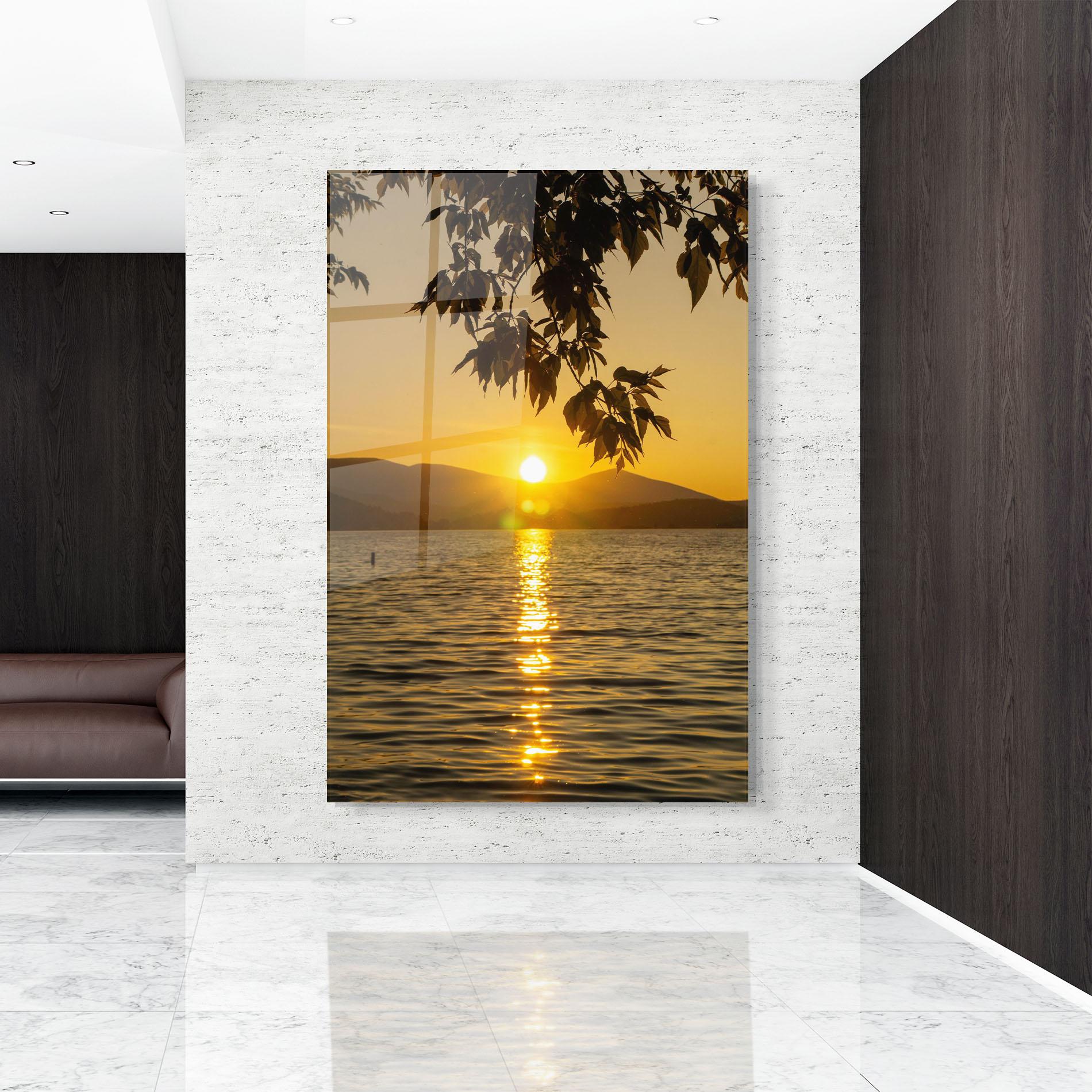 Стъклена картина Yellow Sunrise mockup 9