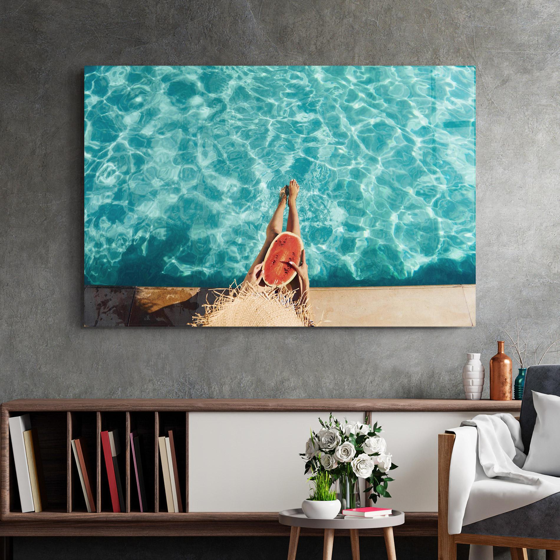 Стъклена картина Pool Watermelon mockup 2