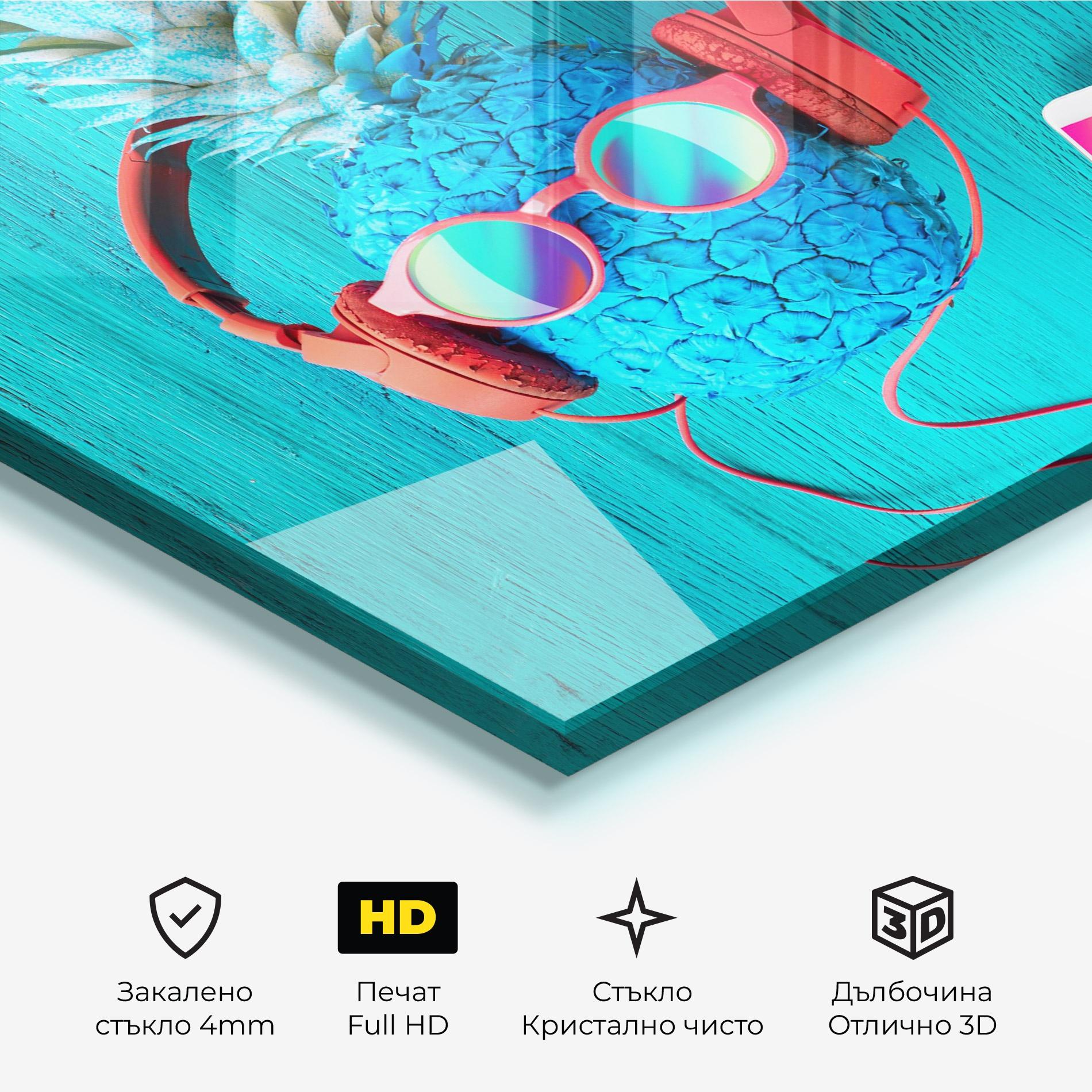 Стъклена картина Blue Pineapple mockup 3