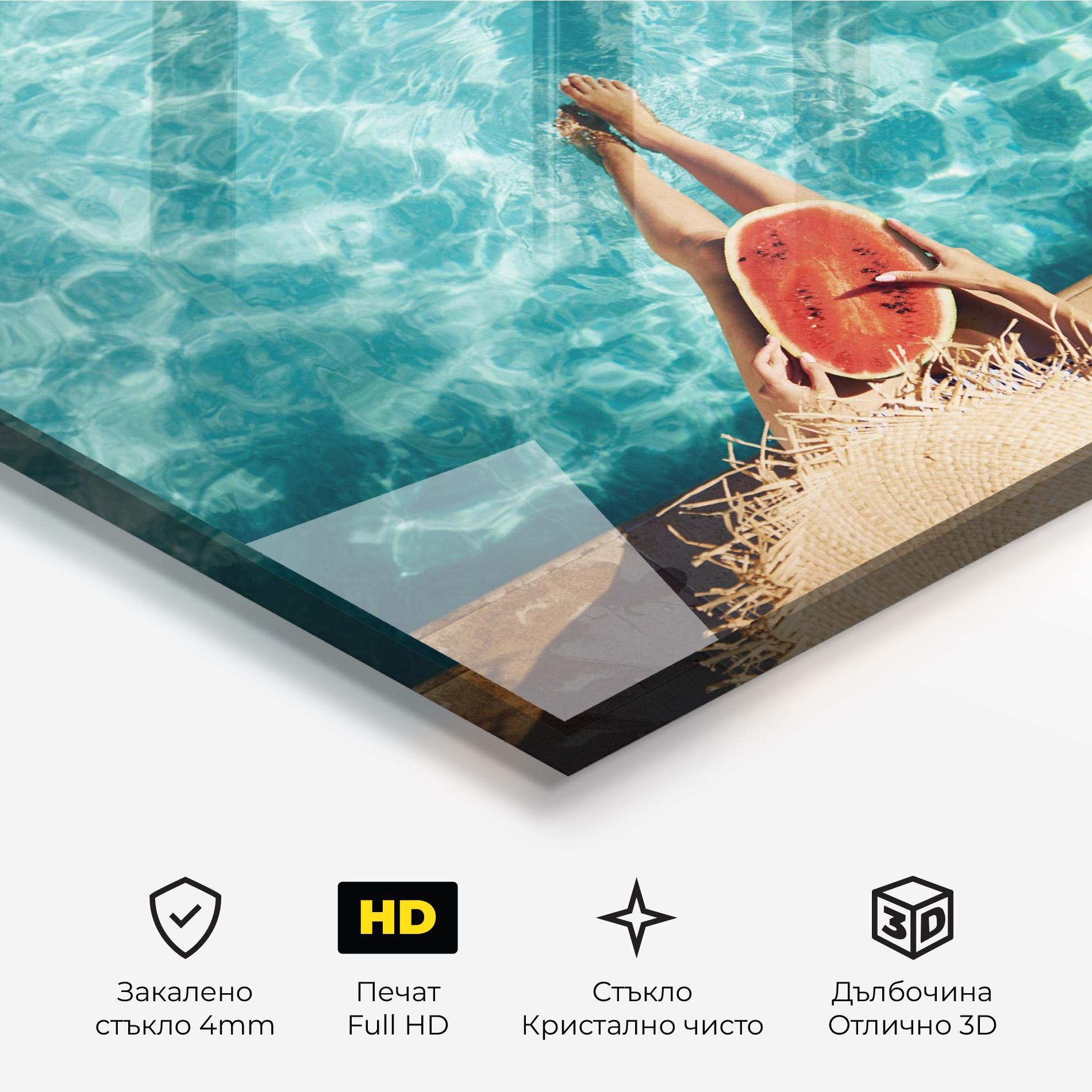 Стъклена картина Pool Watermelon mockup 3