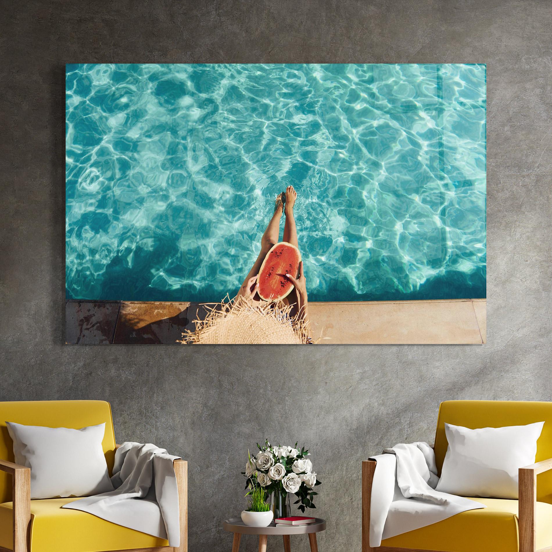 Стъклена картина Pool Watermelon mockup 4