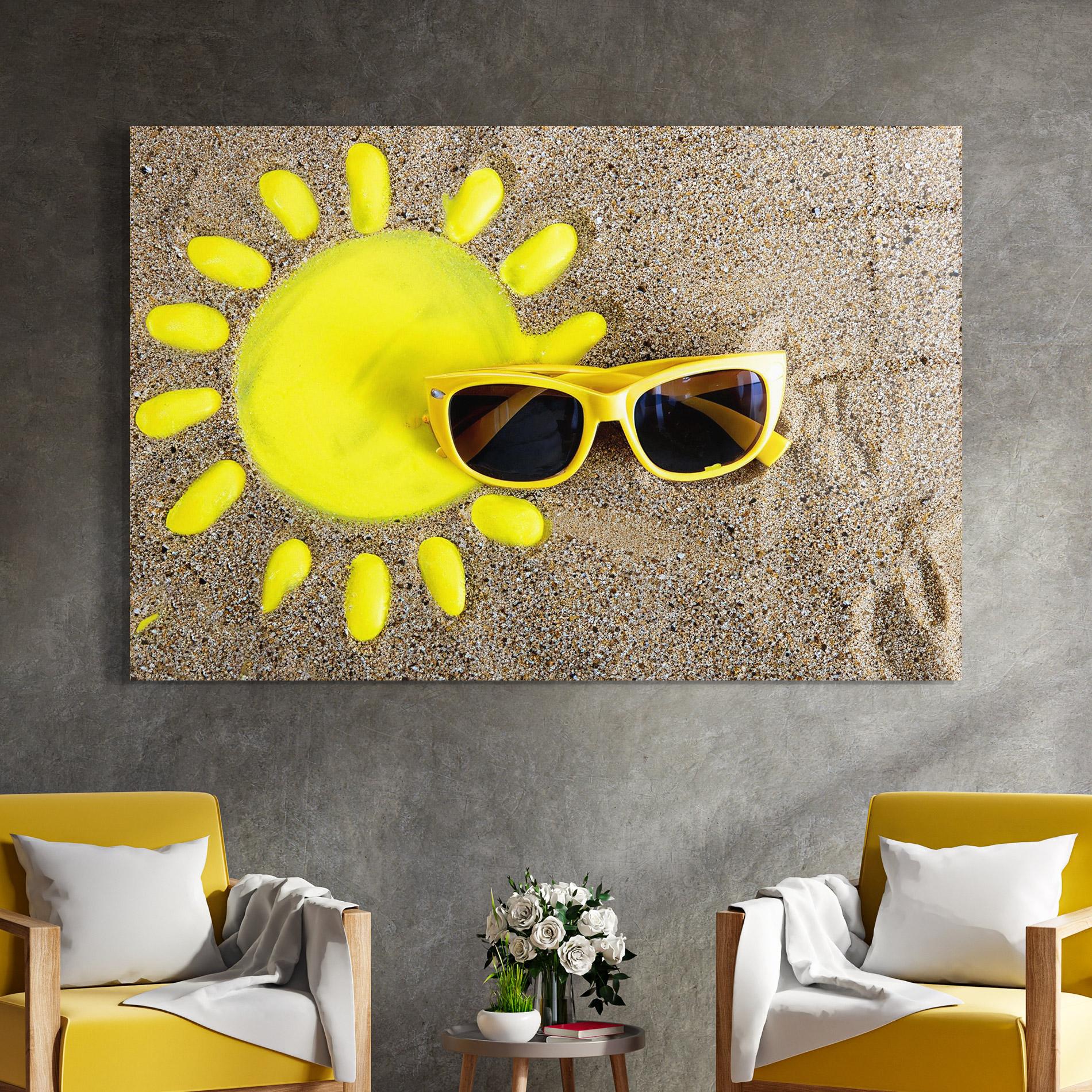 Стъклена картина Yellow Summer Glasses mockup 4