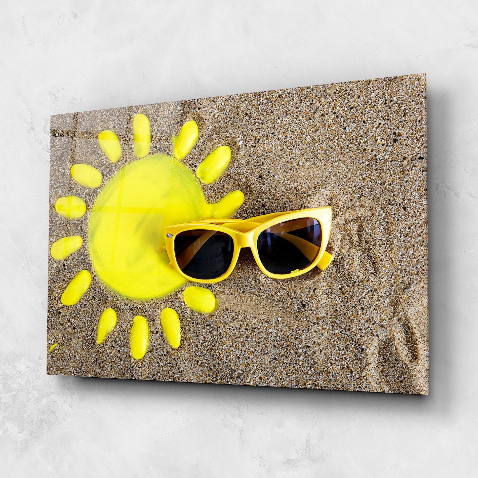 Стъклена картина Yellow Summer Glasses mockup 1