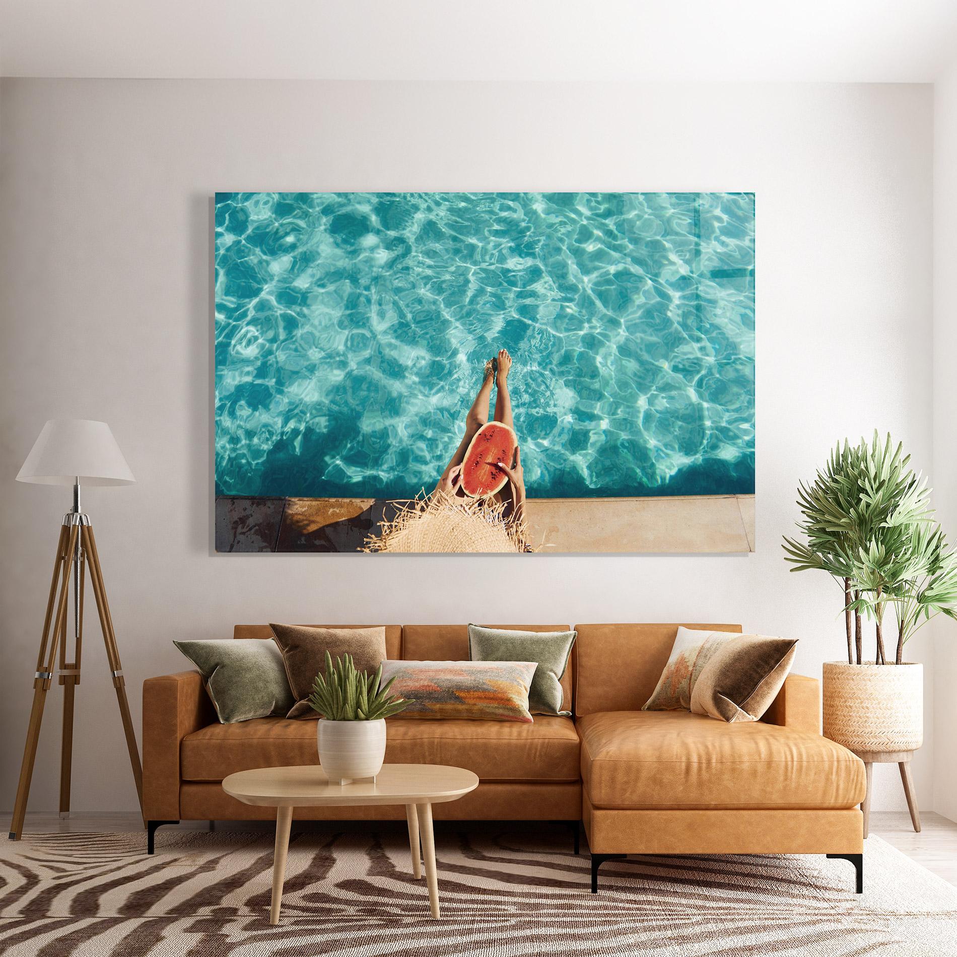 Стъклена картина Pool Watermelon mockup 7