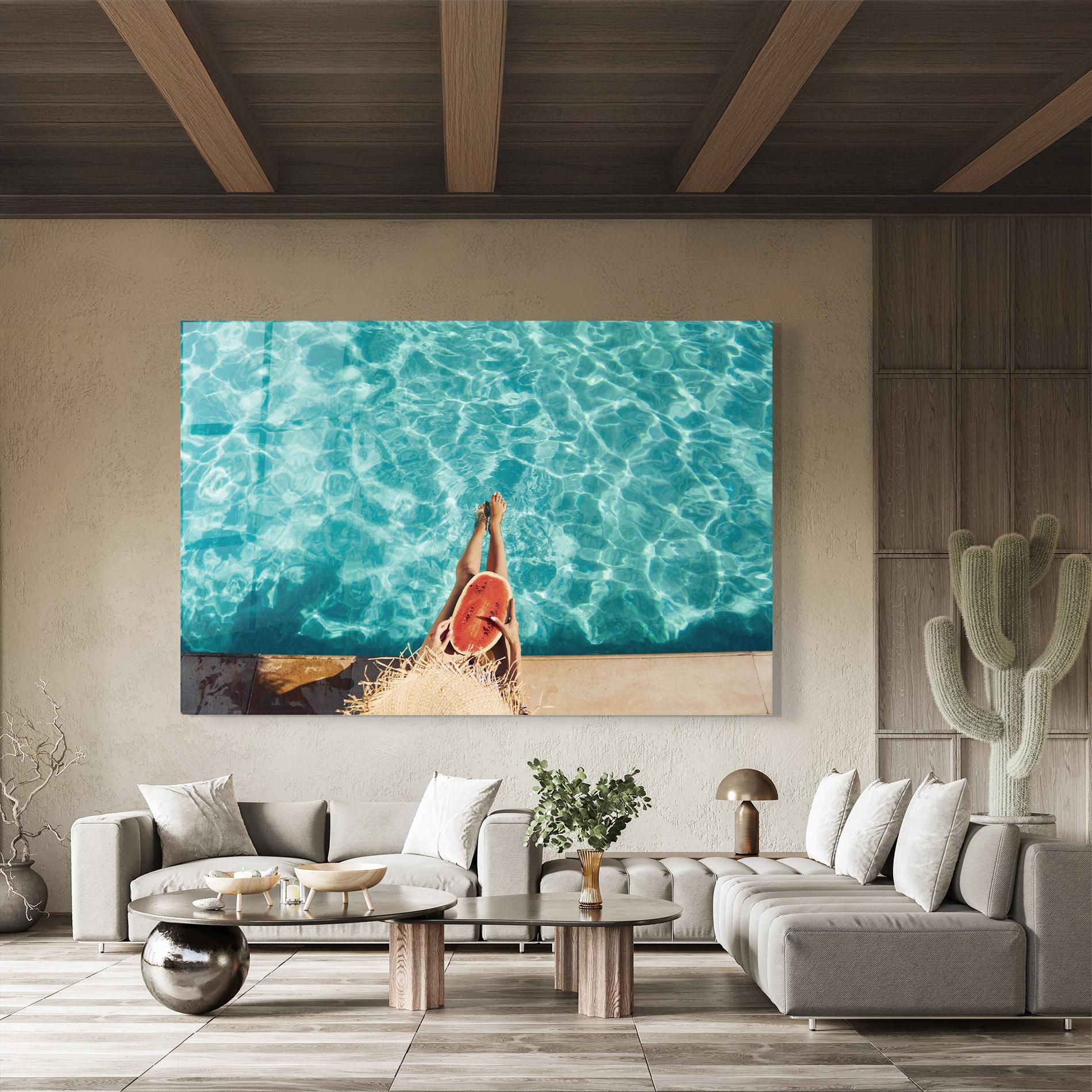 Стъклена картина Pool Watermelon mockup 8