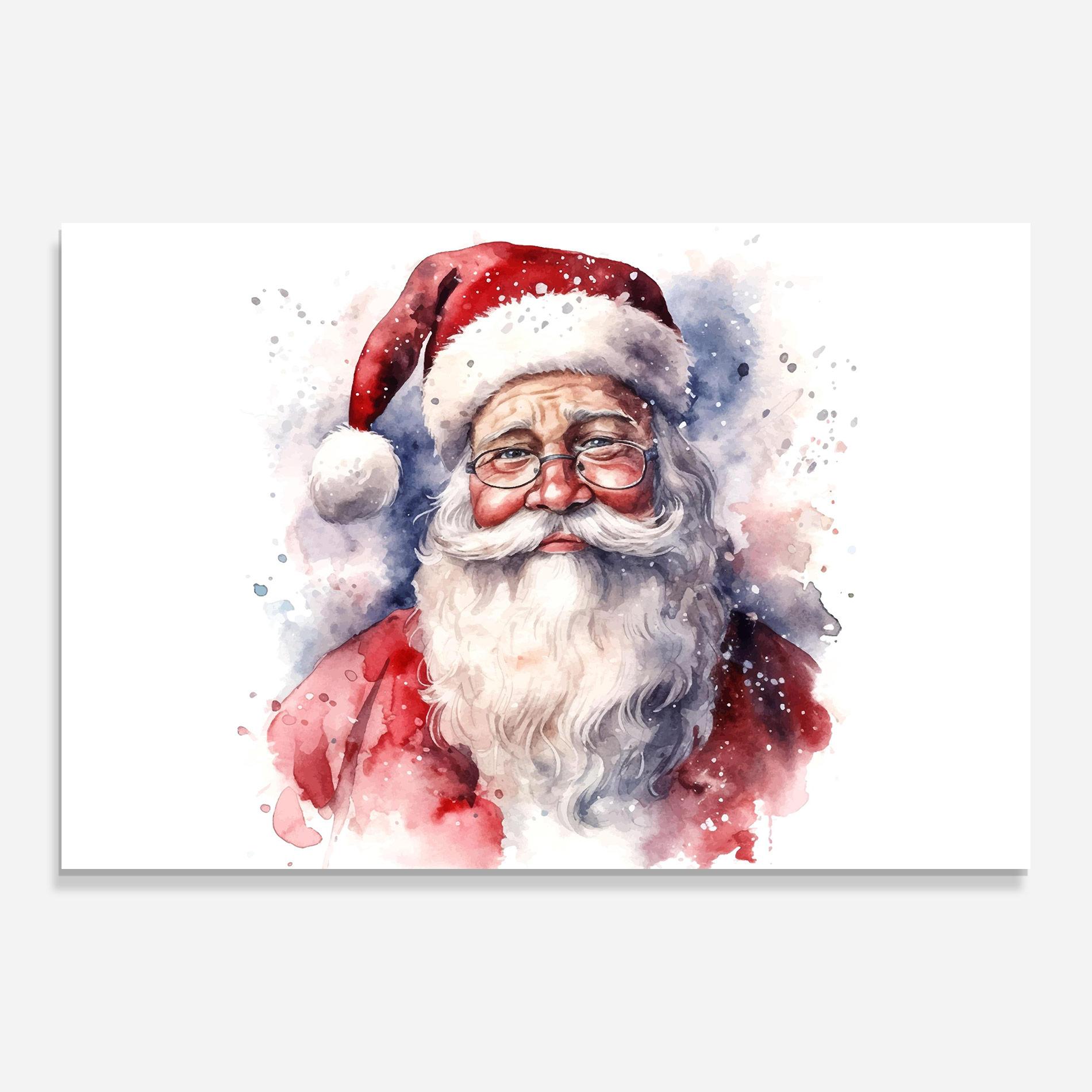 Стъклена картина Santa Watercolor mockup 0