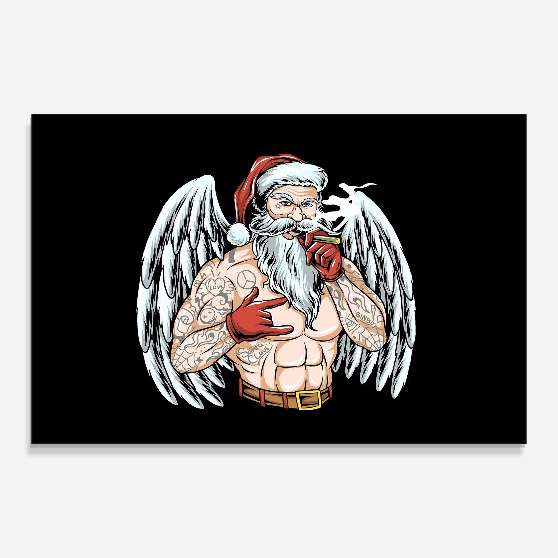 Стъклена картина Santa Wings mockup 0