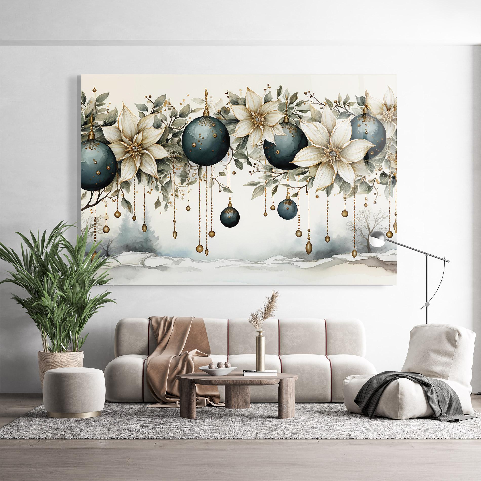 Стъклена картина Christmas Flowers Art mockup 9