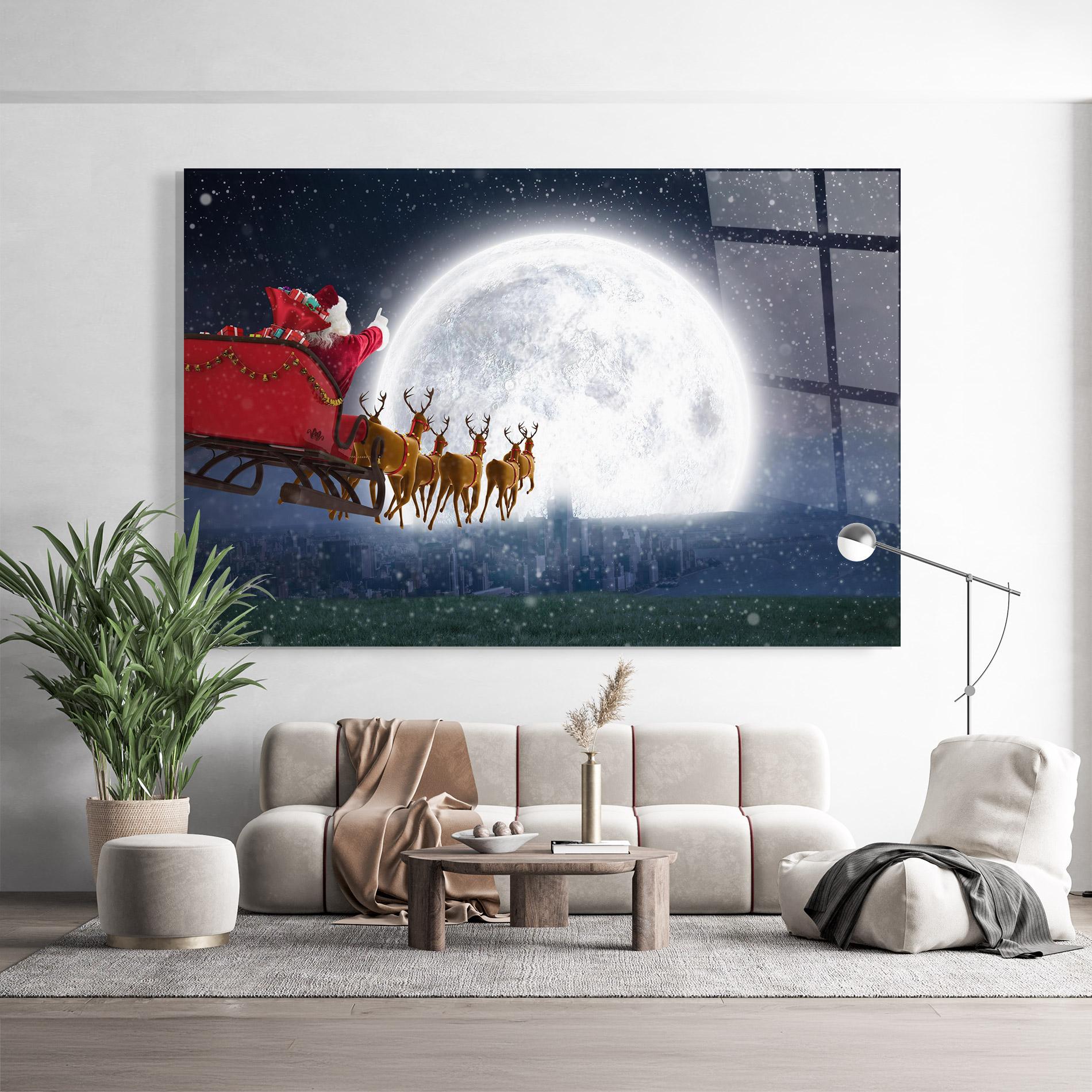 Стъклена картина Santa Riding Sleigh mockup 9