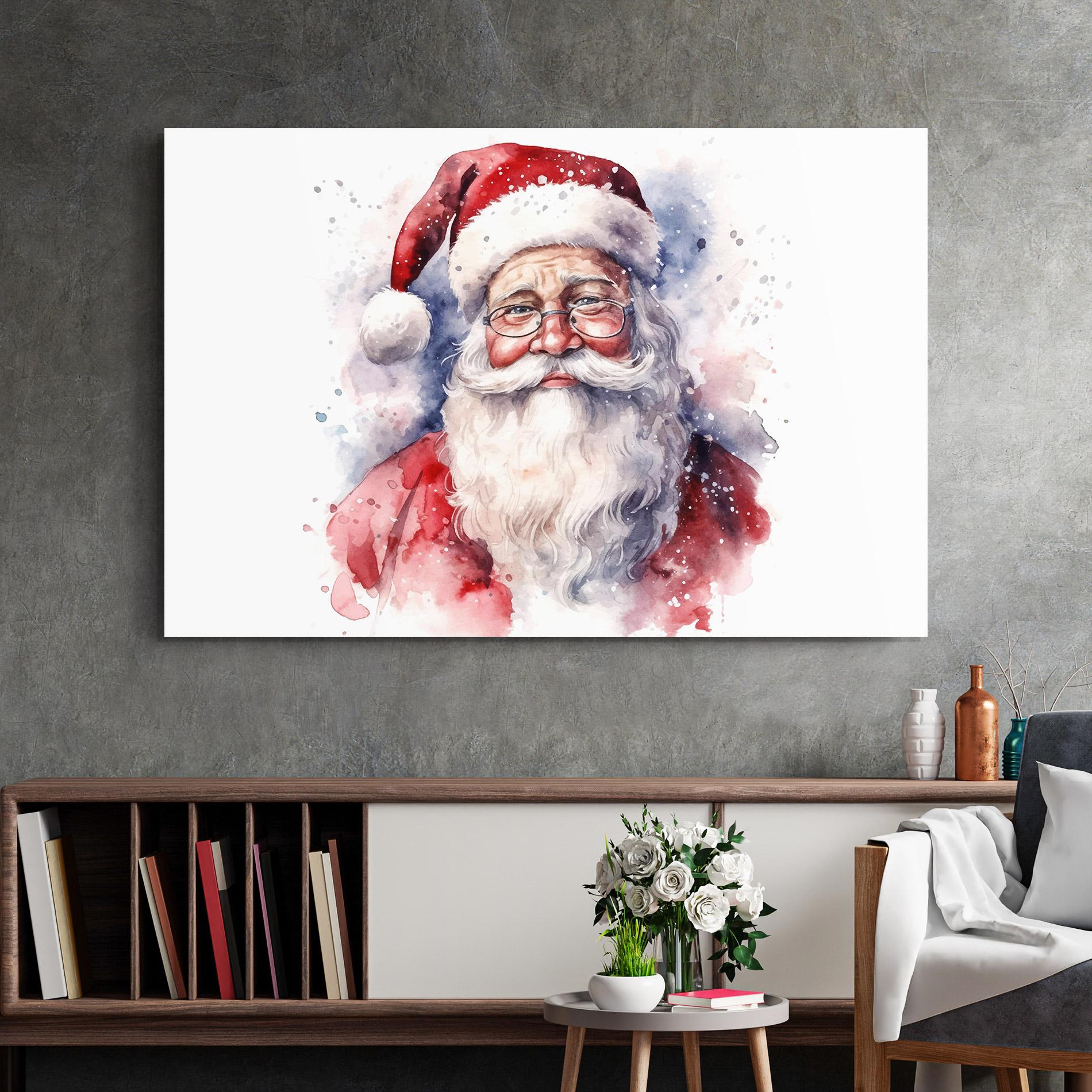 Стъклена картина Santa Watercolor mockup 2