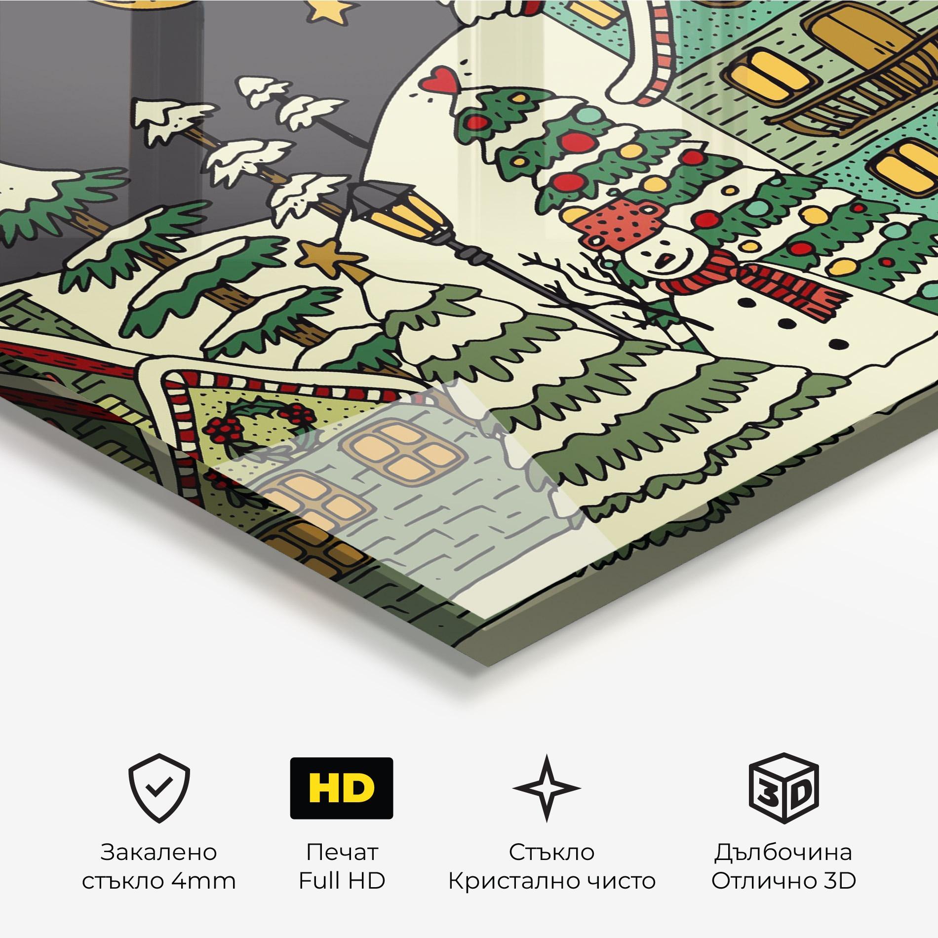 Стъклена картина House With Snow mockup 3