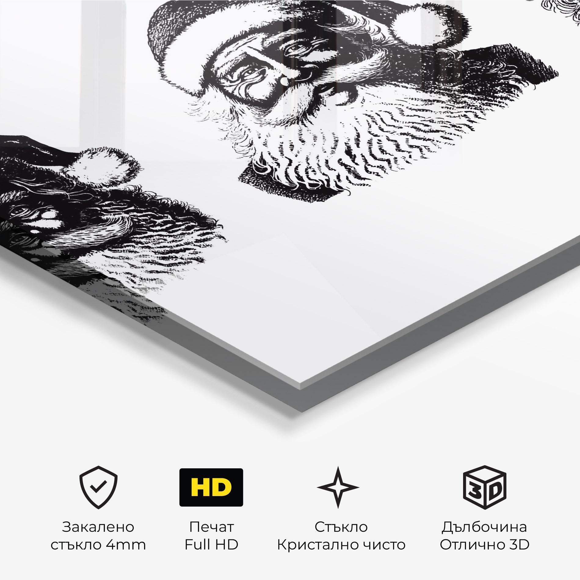 Стъклена картина Santa Draw mockup 3