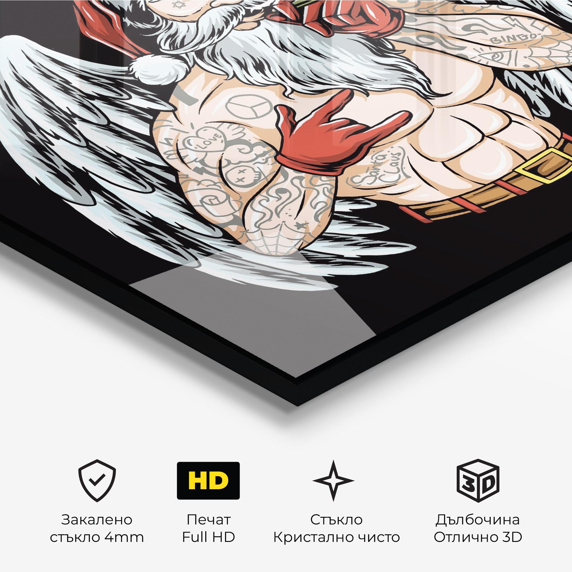 Стъклена картина Santa Wings mockup 3