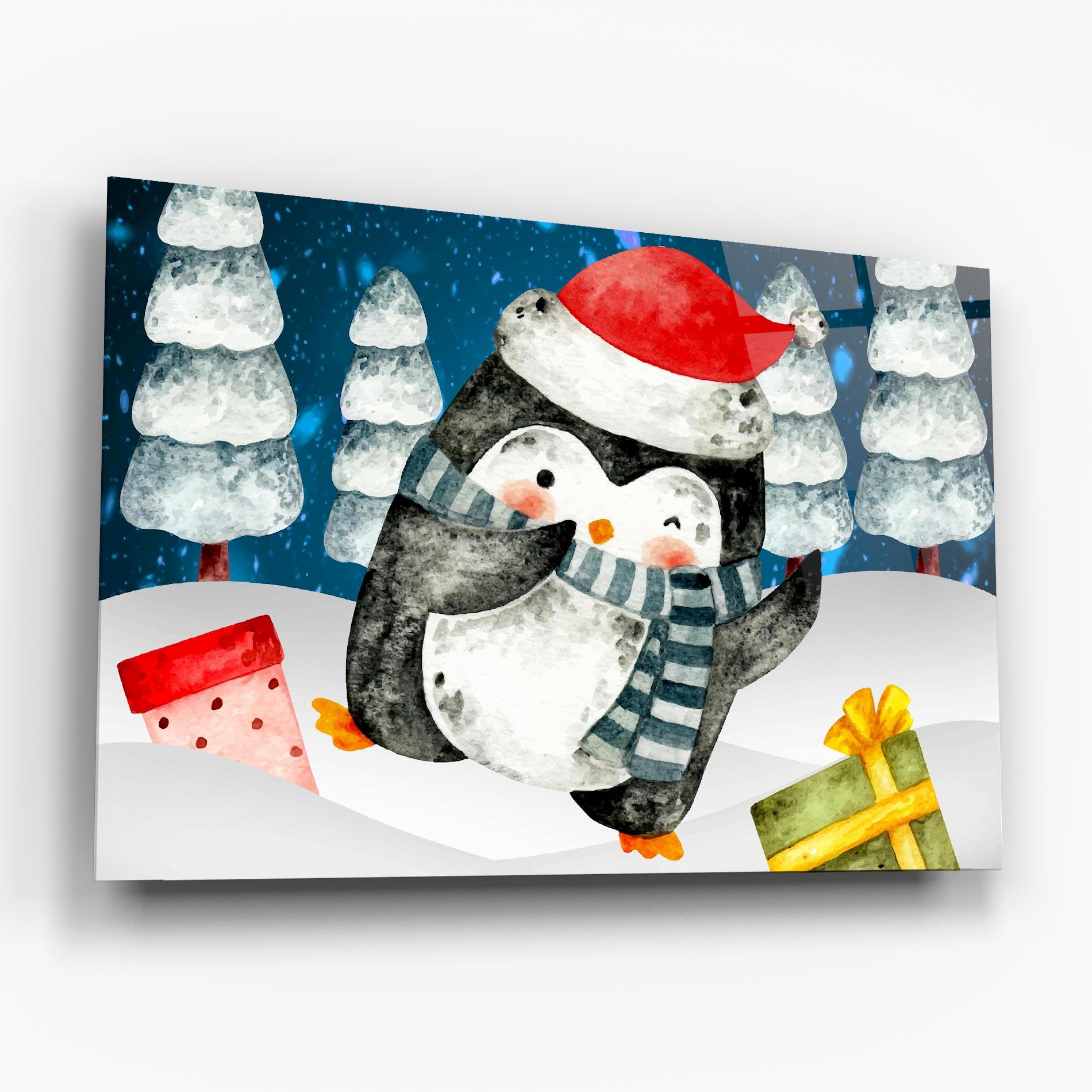 Стъклена картина Blue Pinguin mockup 6