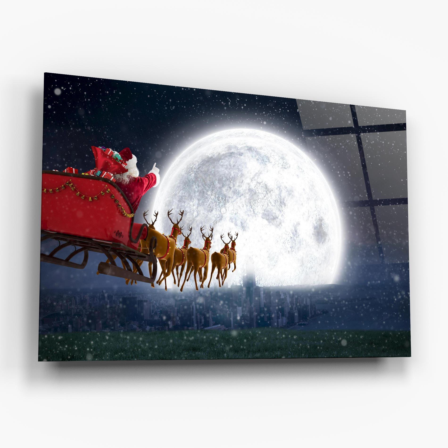 Стъклена картина Santa Riding Sleigh mockup 6