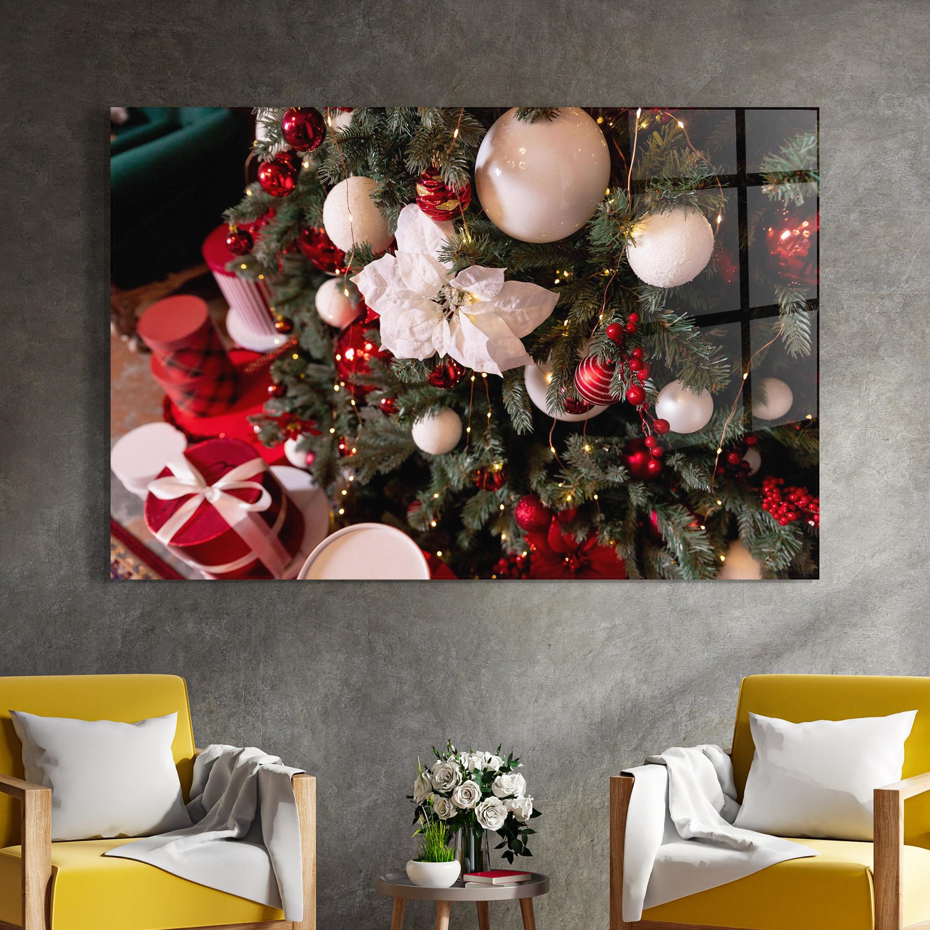 Стъклена картина Colourful Christmas Baubles mockup 4