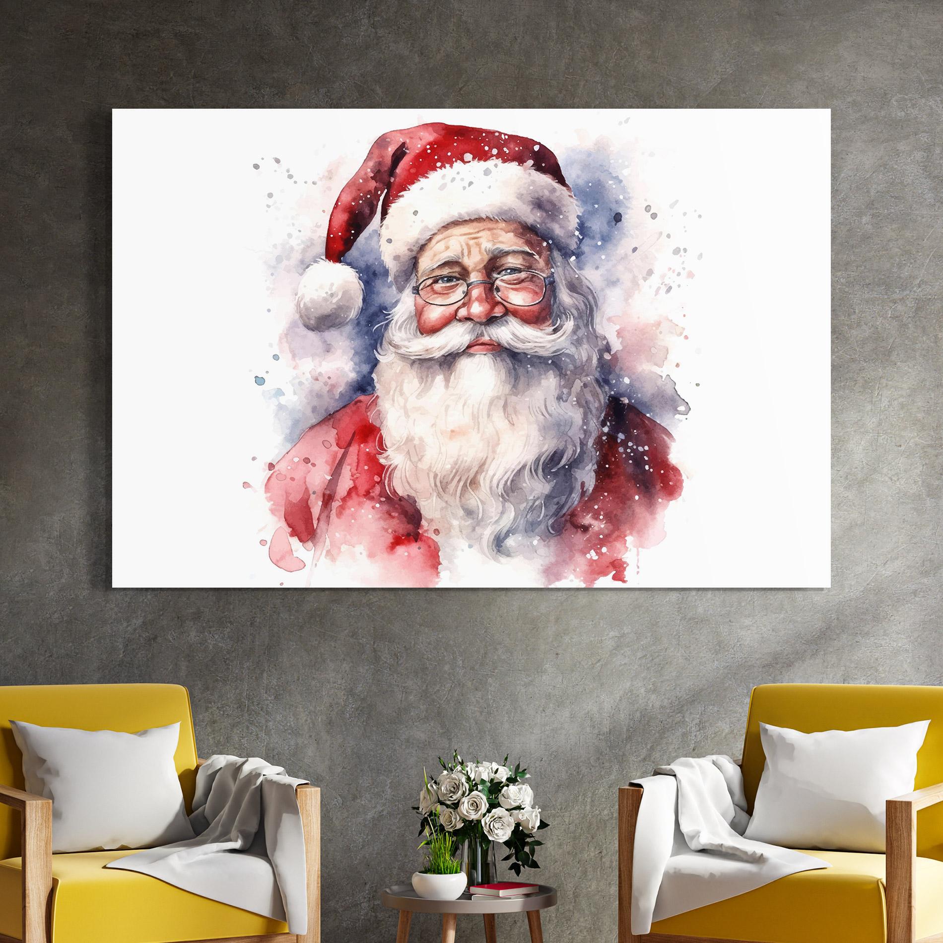 Стъклена картина Santa Watercolor mockup 4