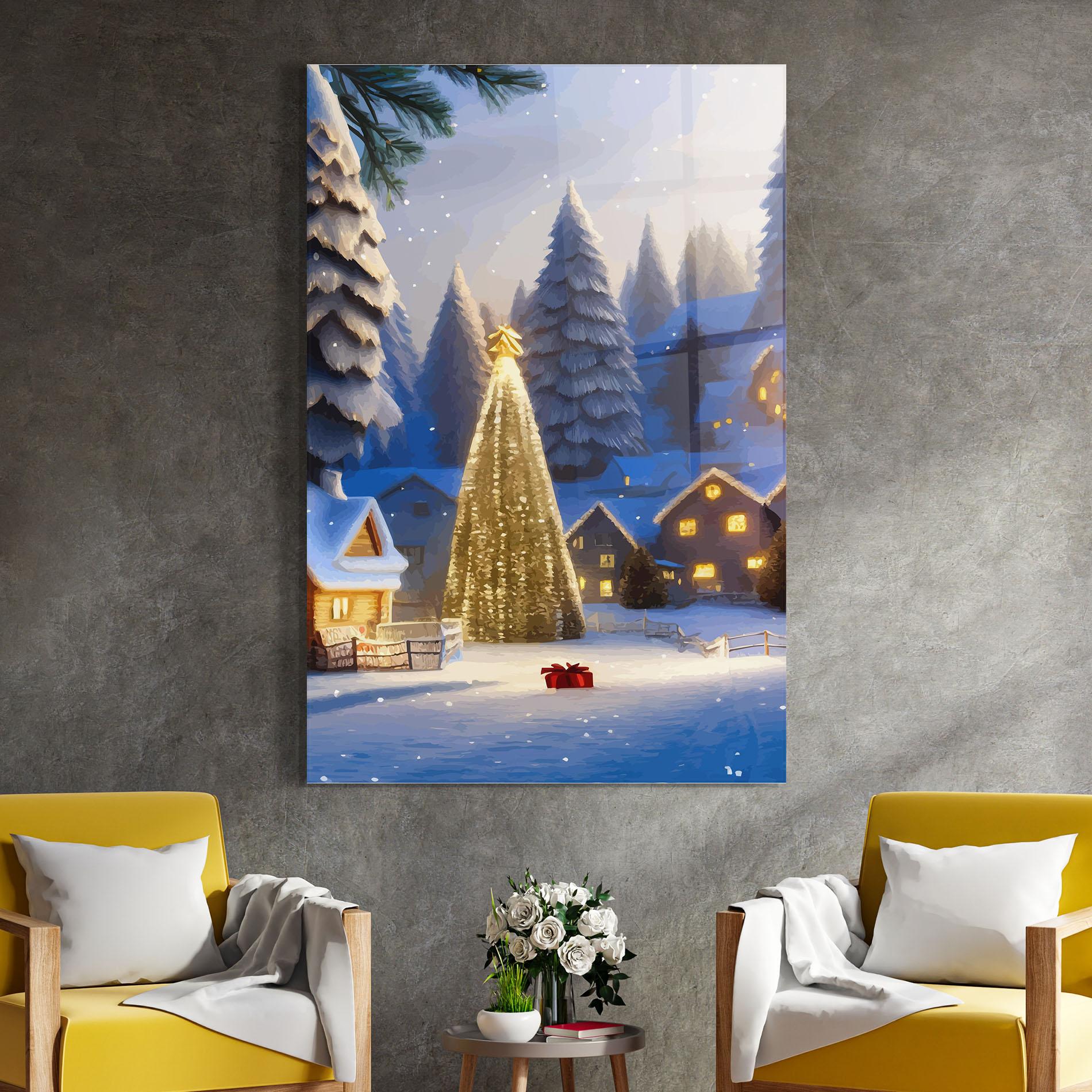 Стъклена картина Fairy Tale Christmas House mockup 4