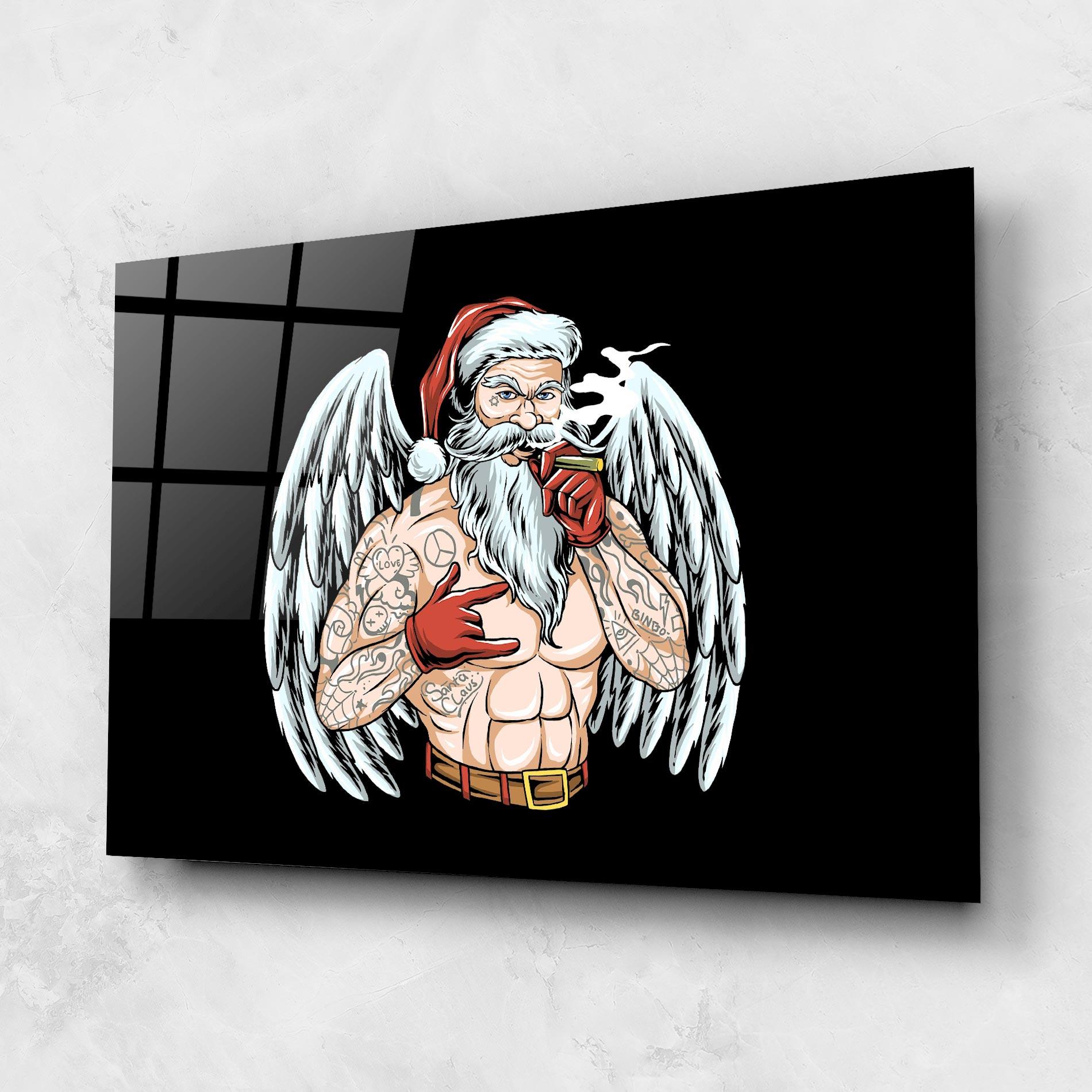 Стъклена картина Santa Wings mockup 1