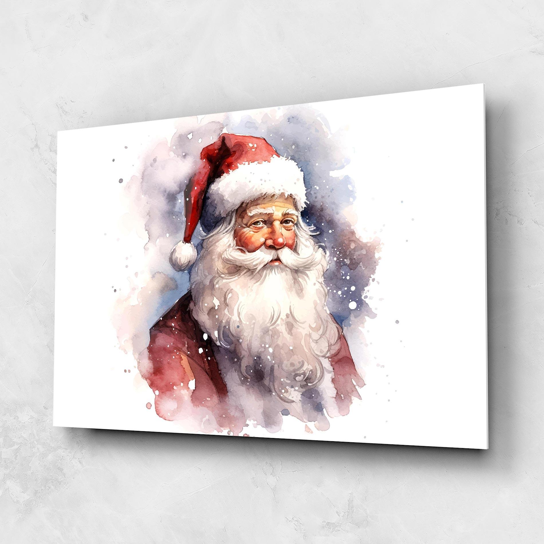 Стъклена картина Watercolor Santa mockup 1