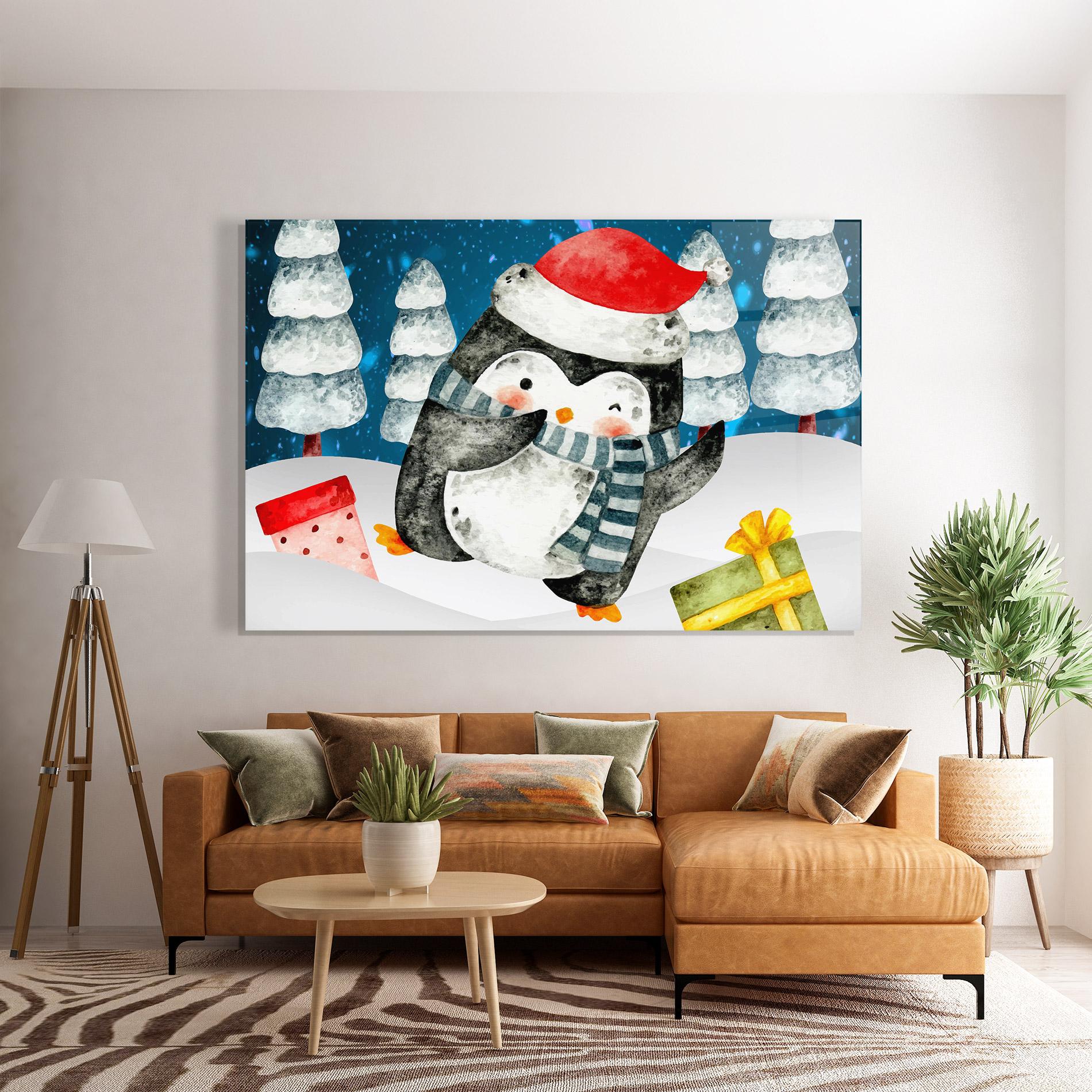 Стъклена картина Blue Pinguin mockup 7