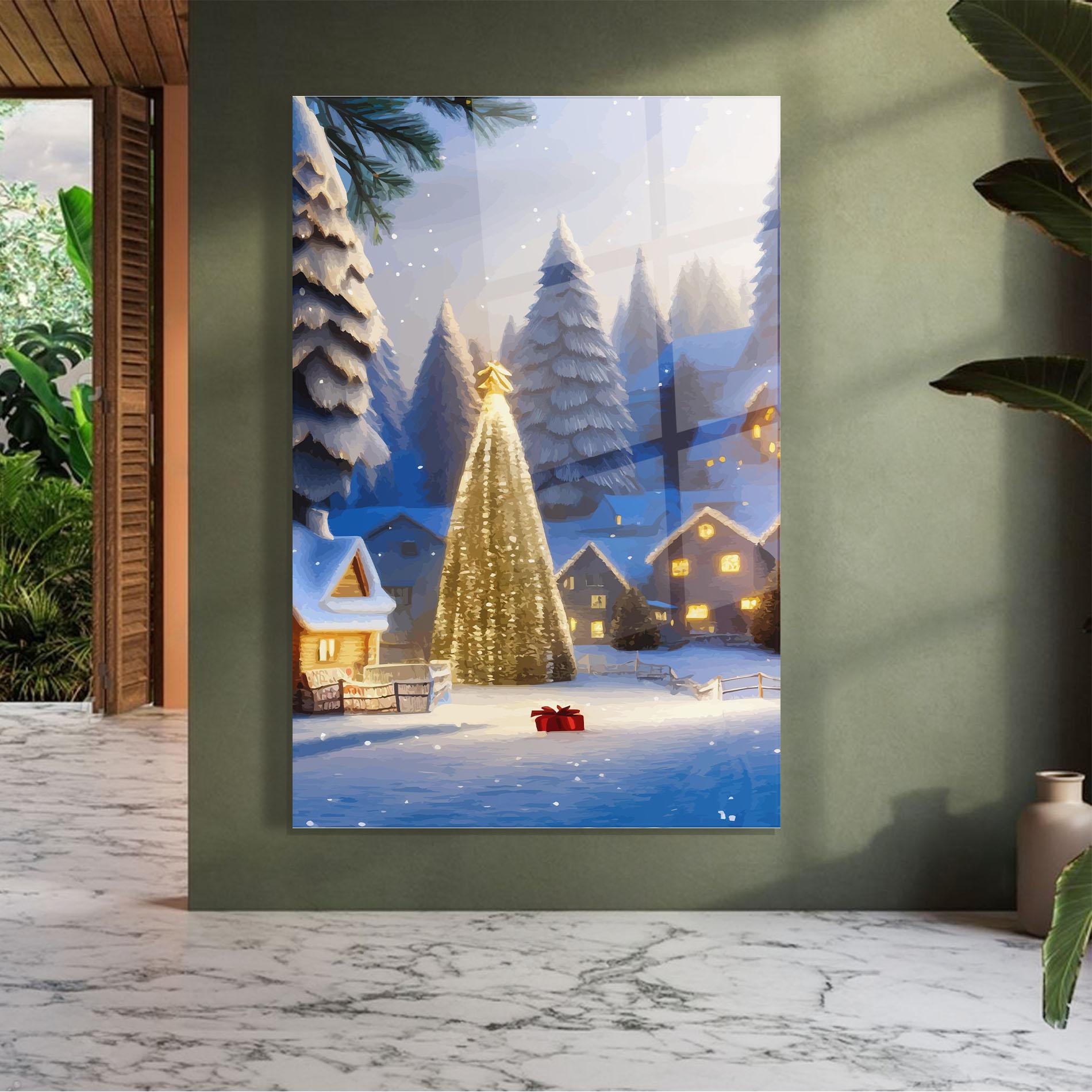 Стъклена картина Fairy Tale Christmas House mockup 7