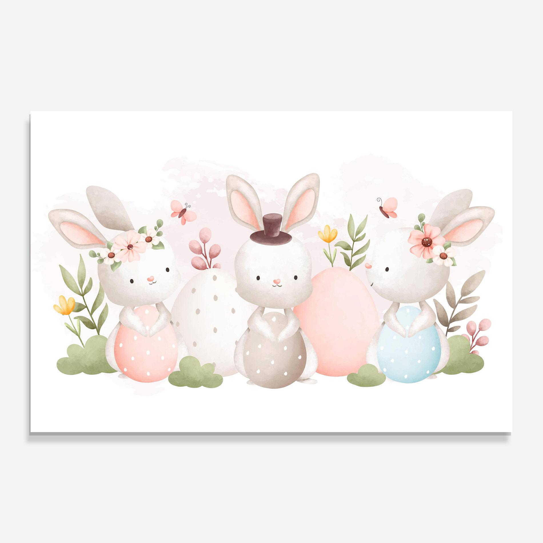 Стъклена картина Bunny With Hat mockup 0