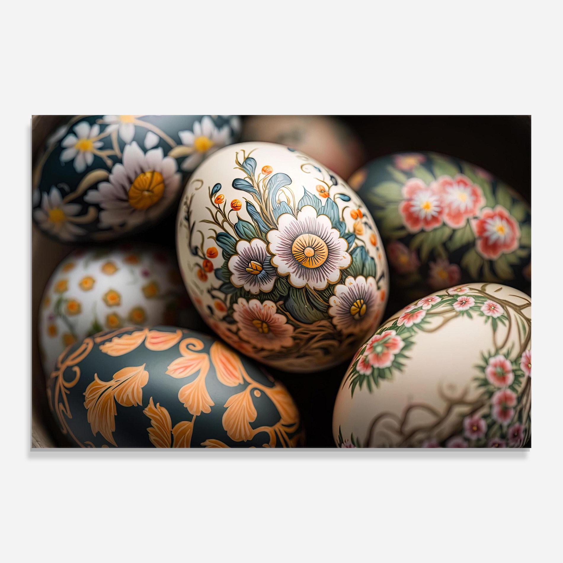 Стъклена картина Floral Painted Eggs mockup 0