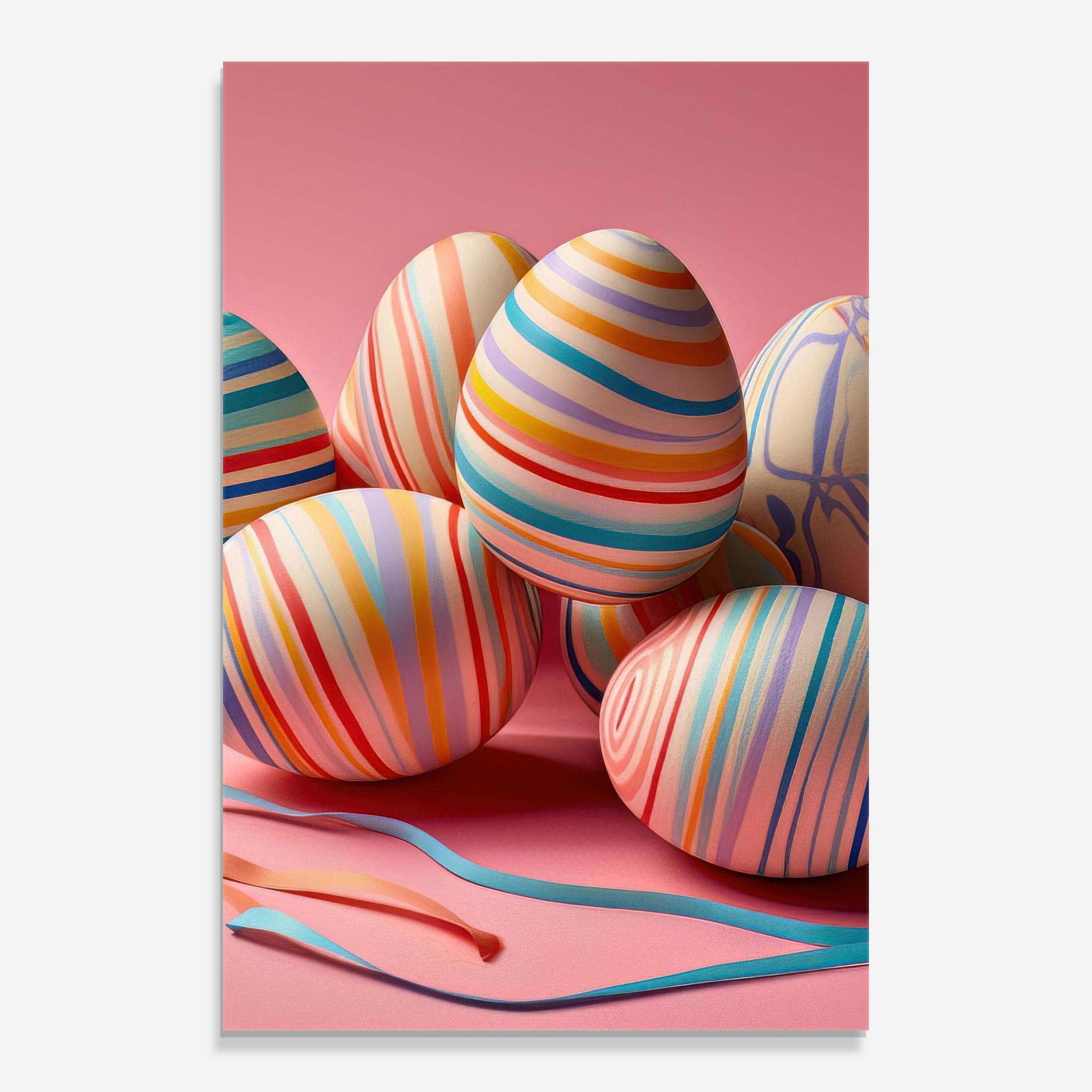 Стъклена картина Easter Eggs Ribbons mockup 0