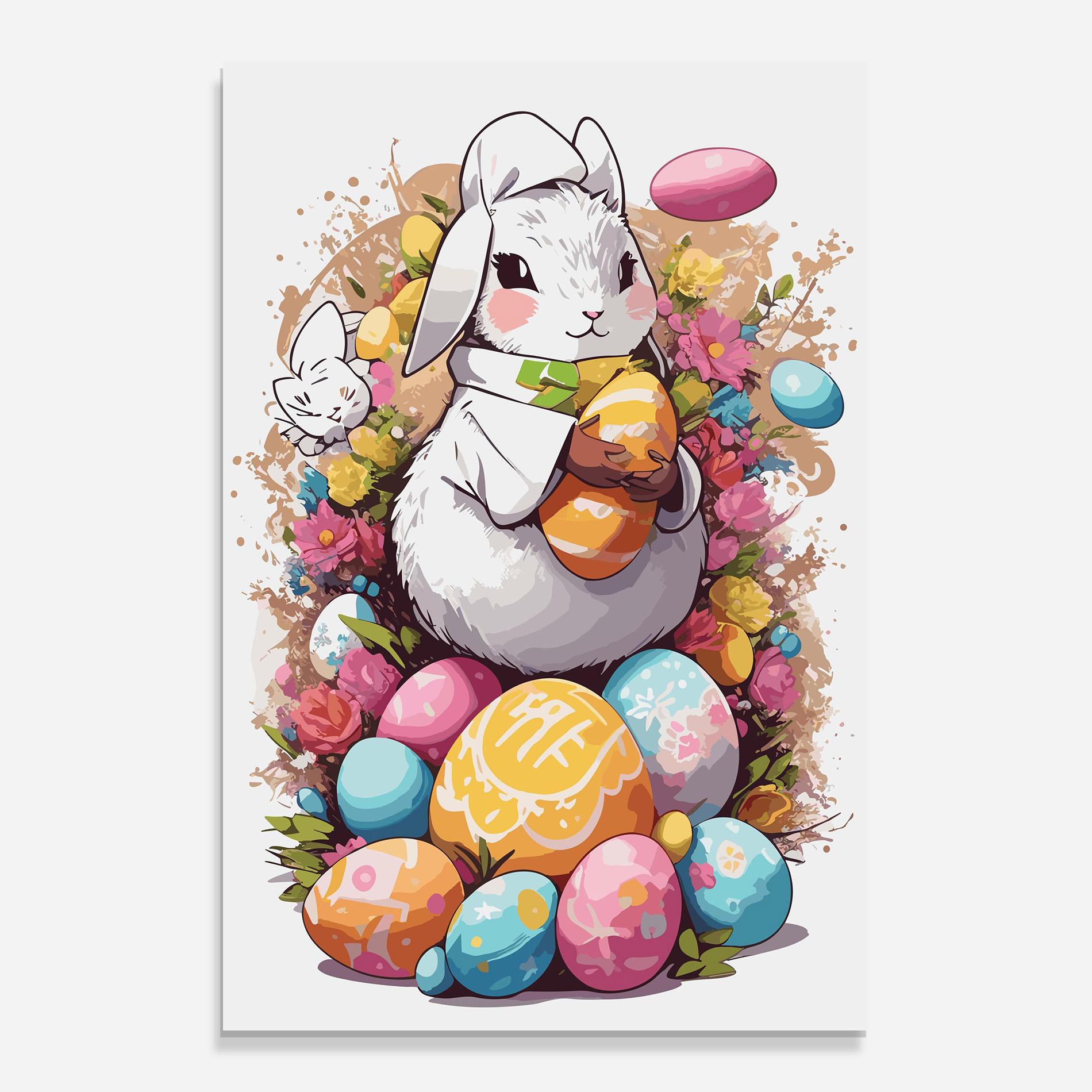 Стъклена картина White Easter Bunny mockup 0