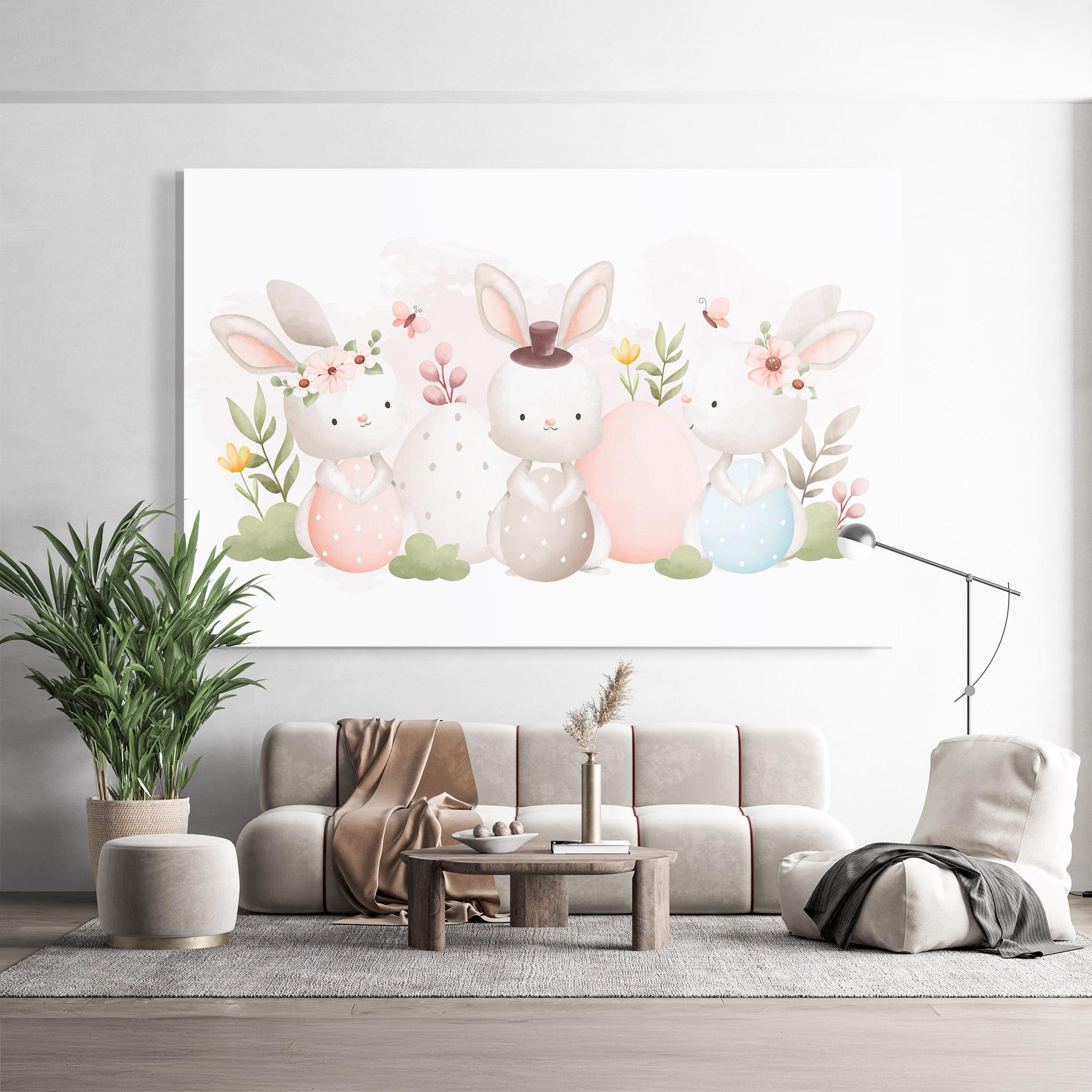 Стъклена картина Bunny With Hat mockup 9