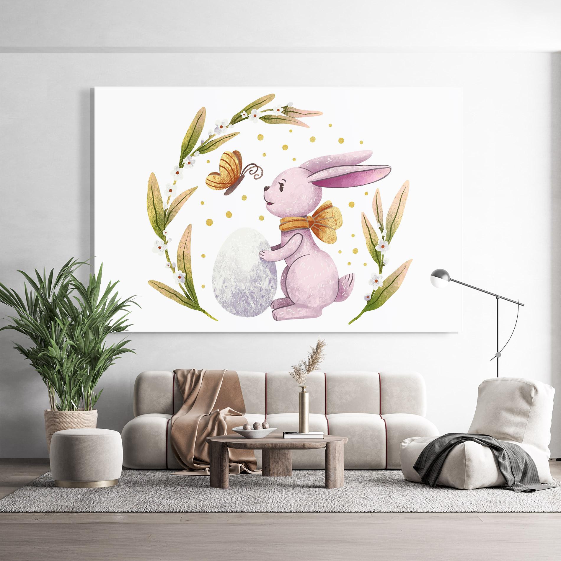 Стъклена картина Easter Pink Bunny mockup 9