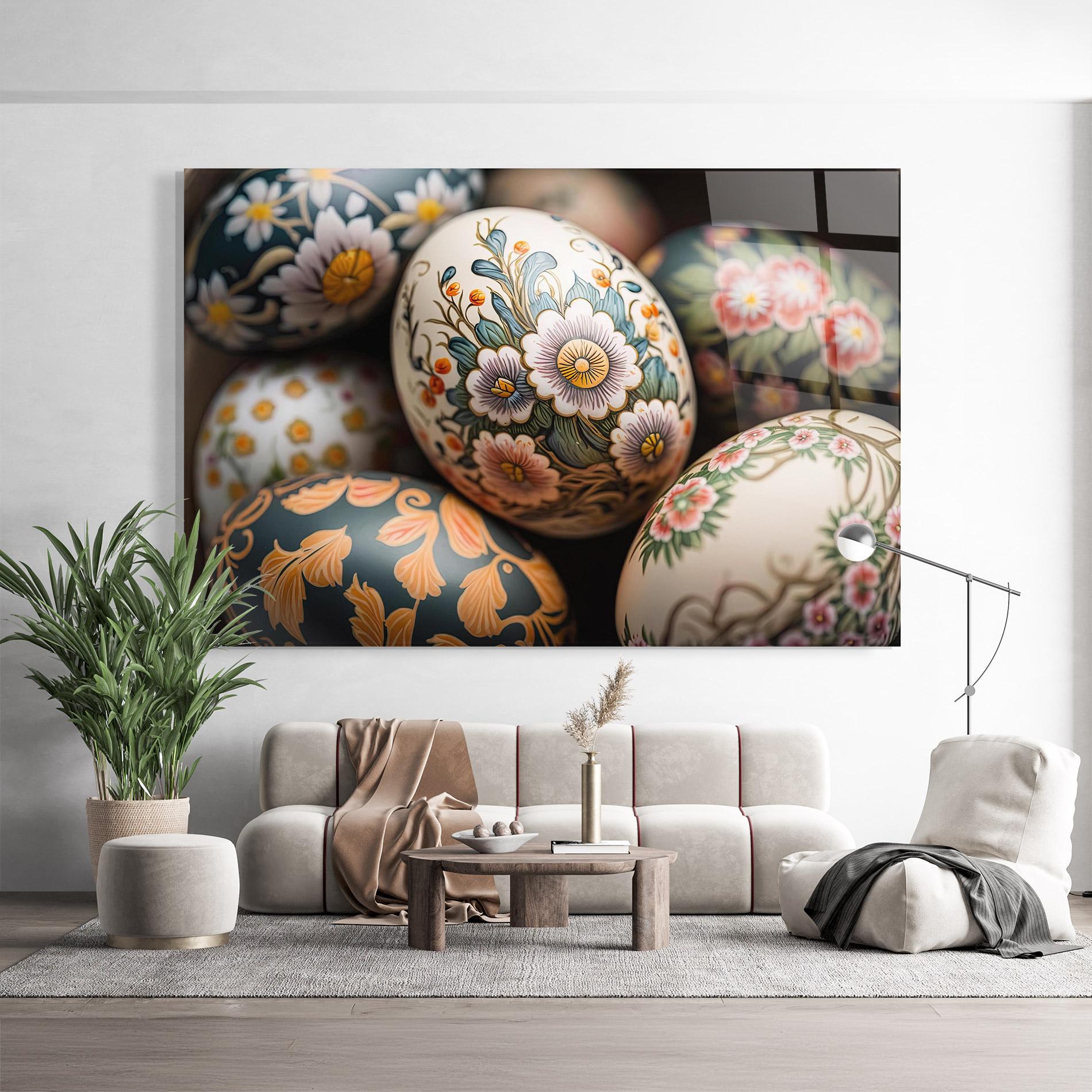 Стъклена картина Floral Painted Eggs mockup 9