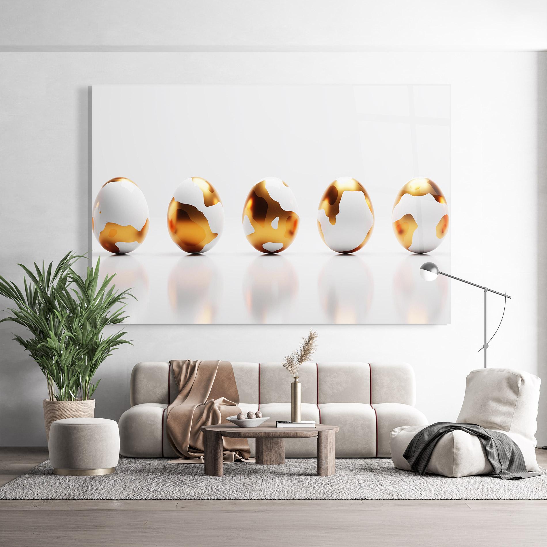 Стъклена картина Golden Shiny Eggs mockup 9