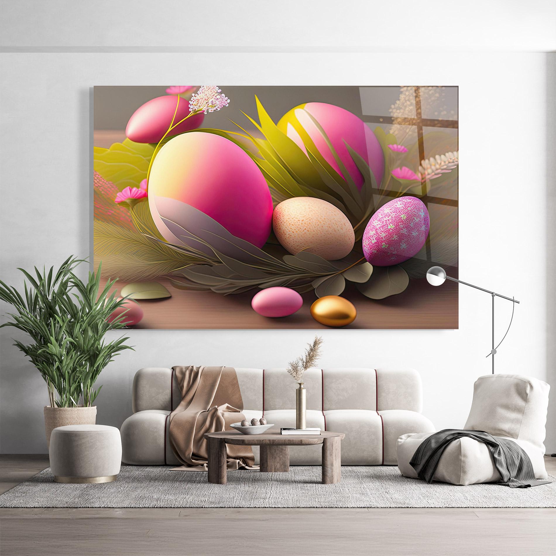 Стъклена картина Pink Easter Eggs mockup 9