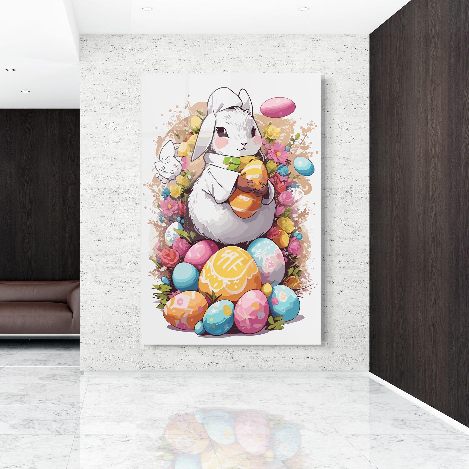 Стъклена картина White Easter Bunny mockup 9