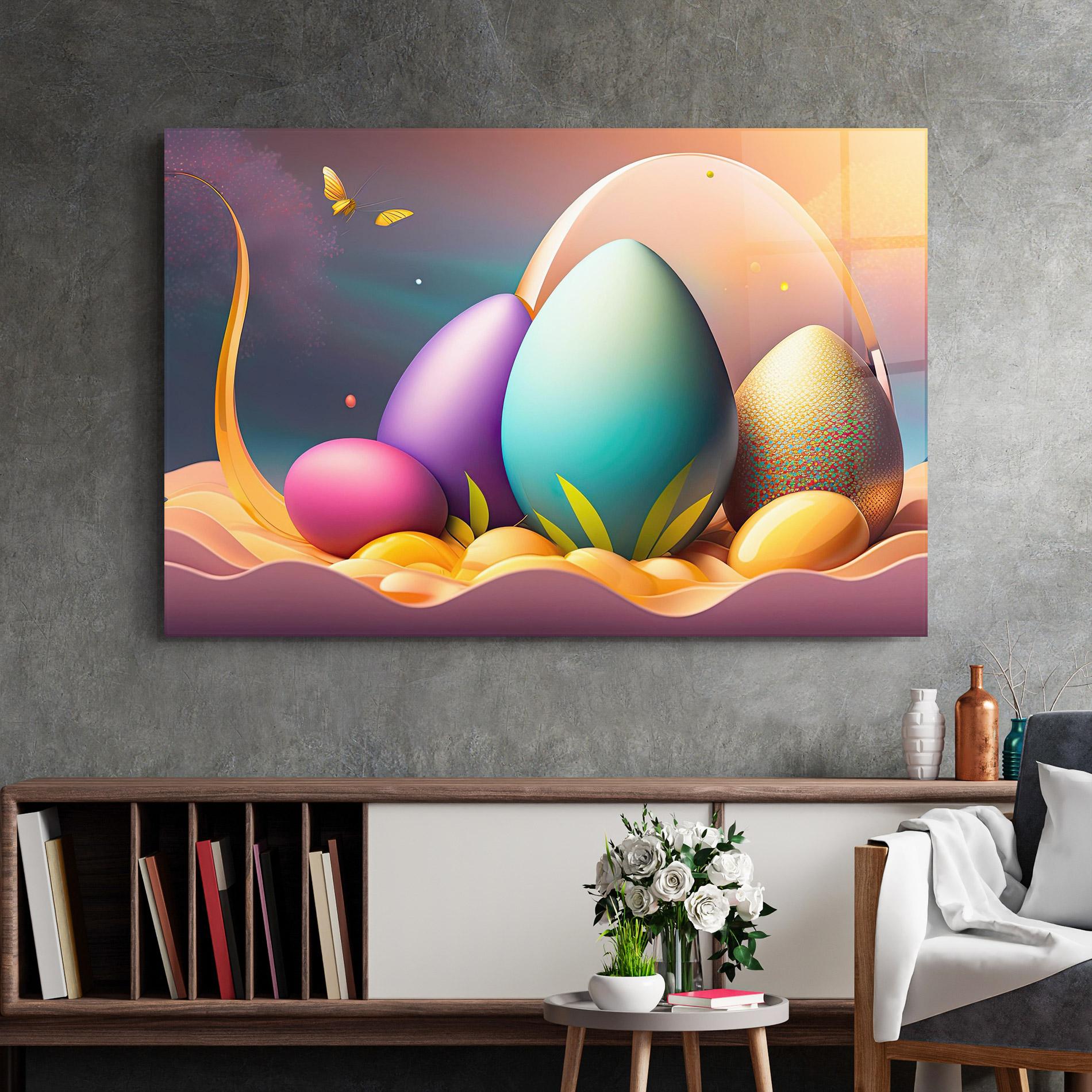 Стъклена картина Big Blue Easter Egg mockup 2