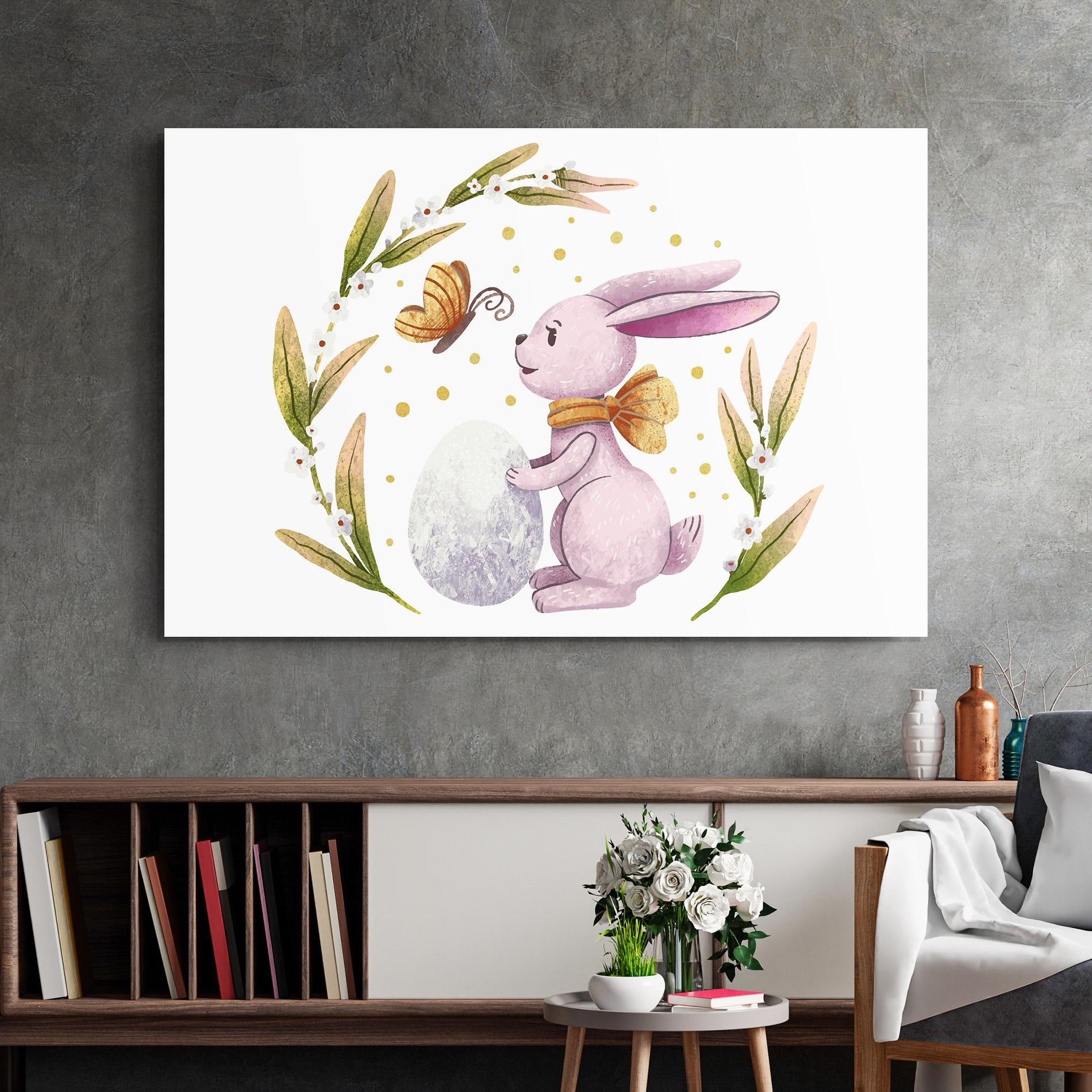 Стъклена картина Easter Pink Bunny mockup 2