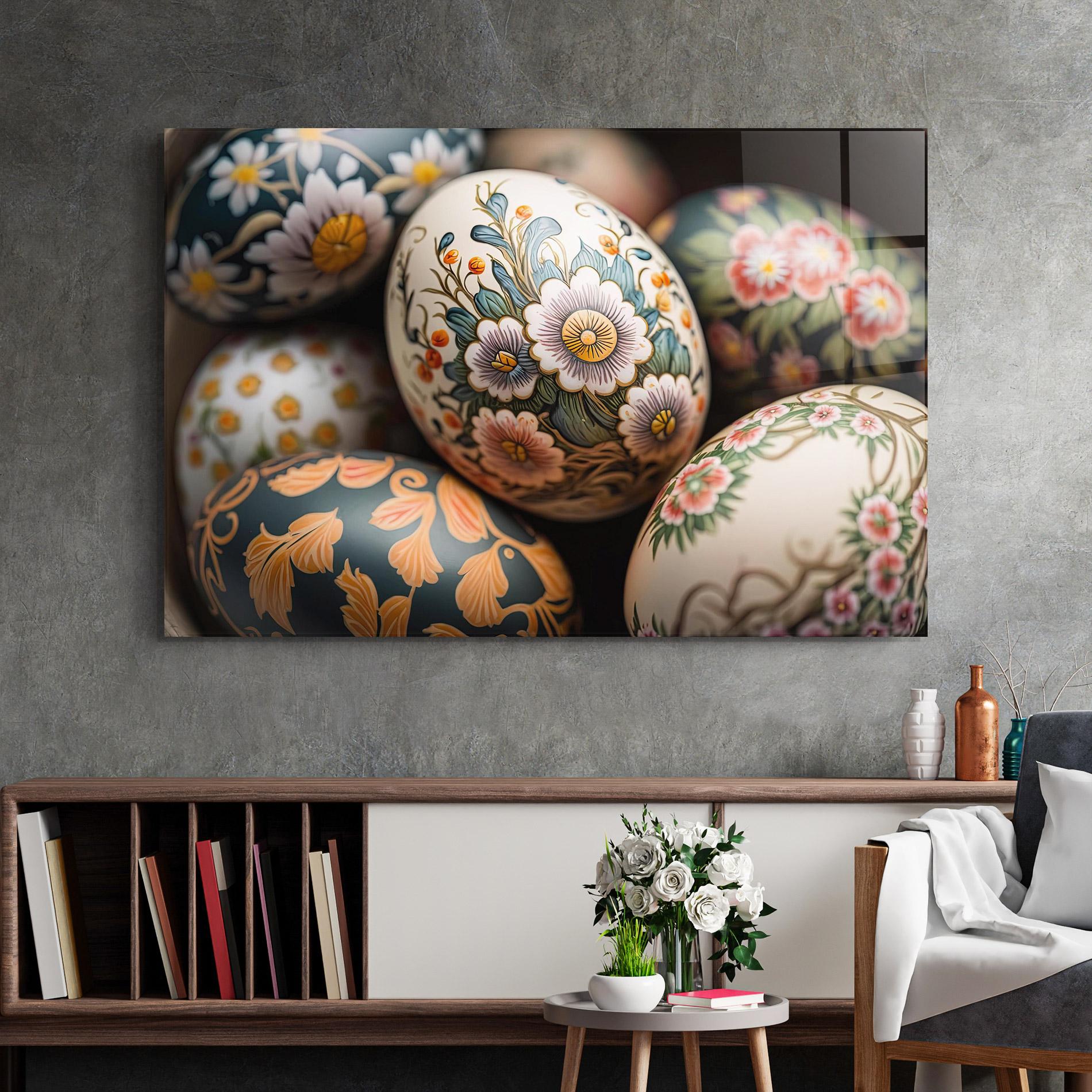 Стъклена картина Floral Painted Eggs mockup 2