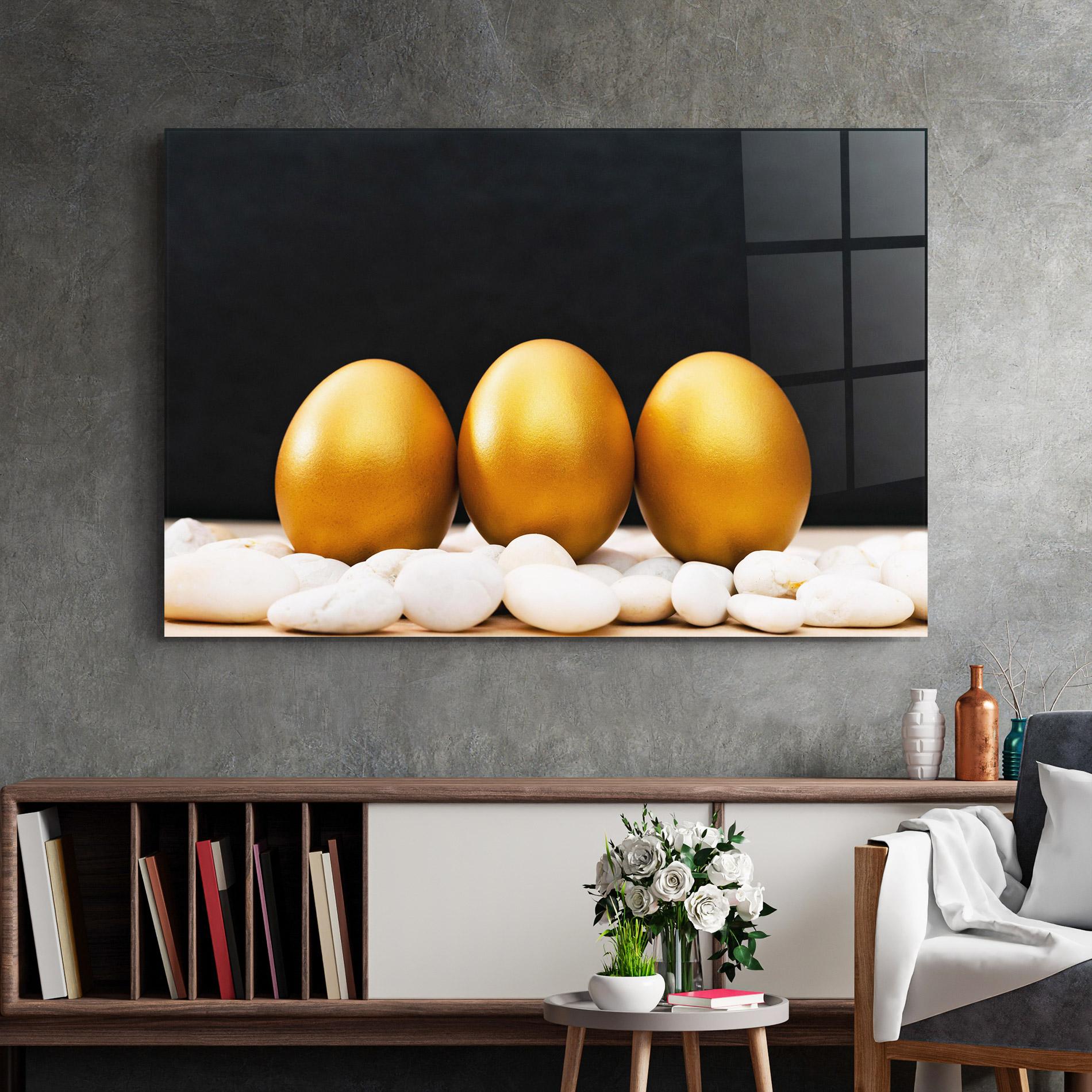 Стъклена картина Golden Easter Egg mockup 2