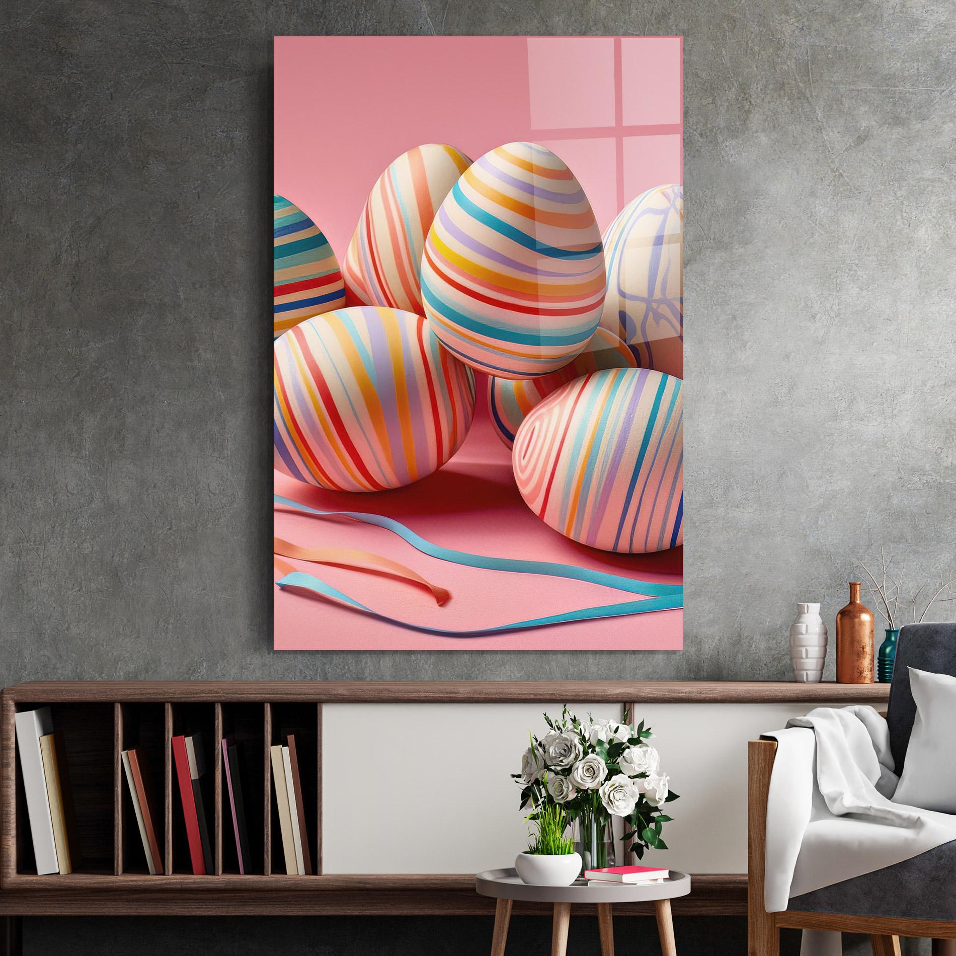 Стъклена картина Easter Eggs Ribbons mockup 2