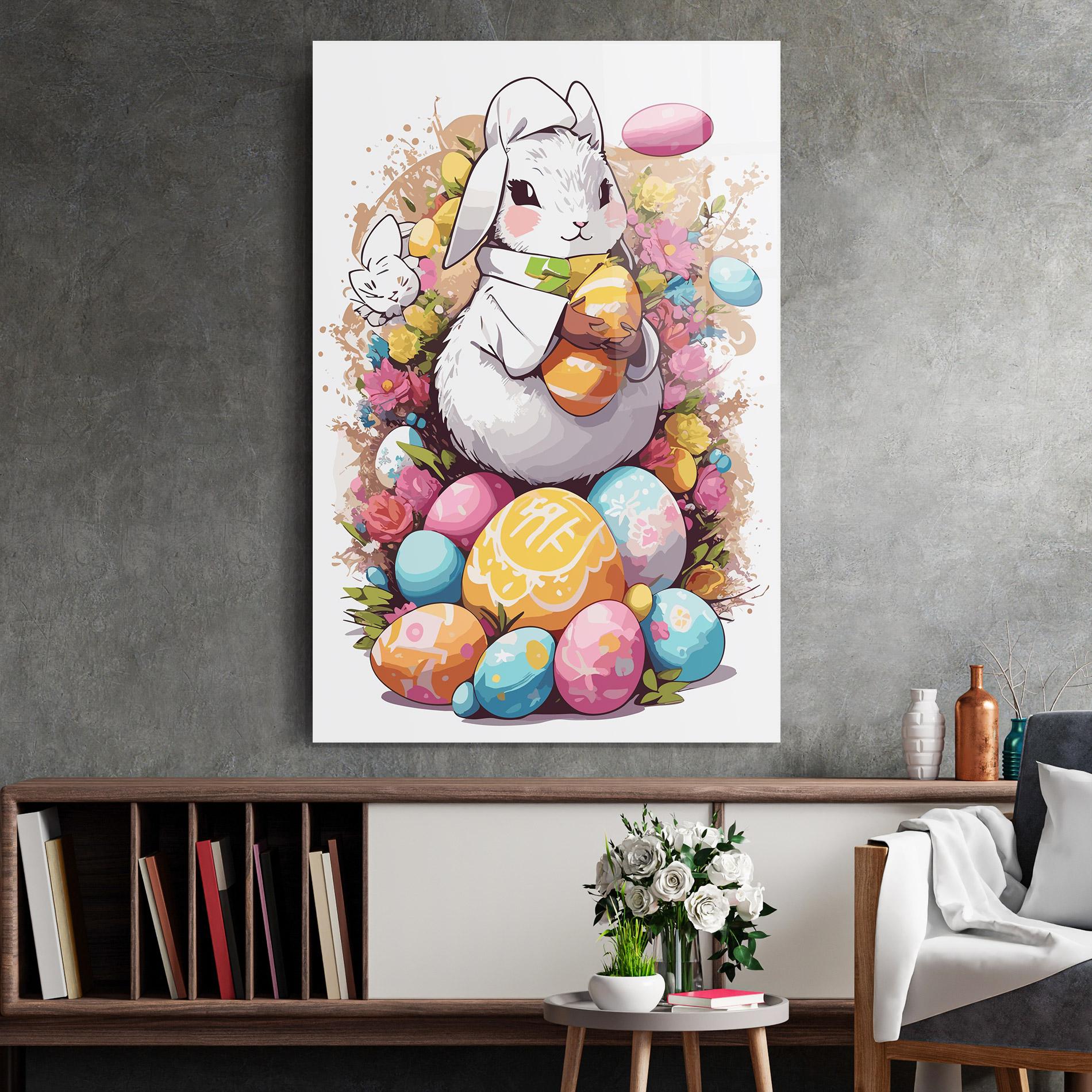 Стъклена картина White Easter Bunny mockup 2