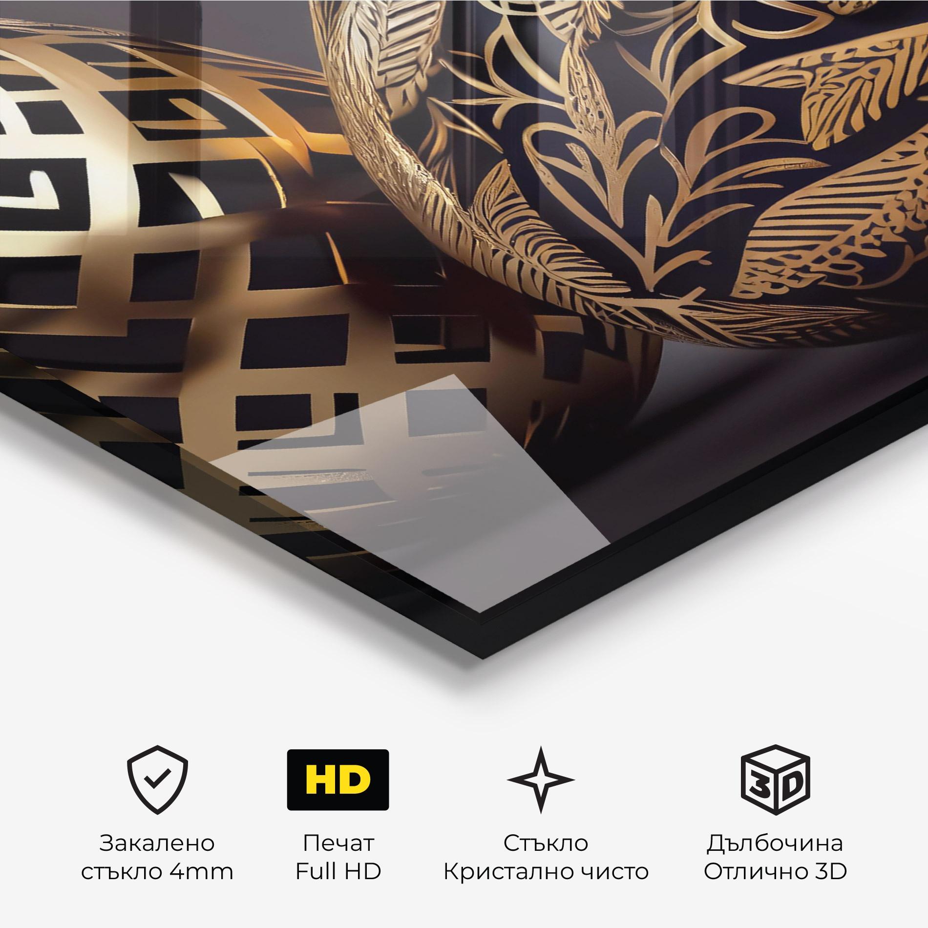 Стъклена картина Black Golden Eggs mockup 3