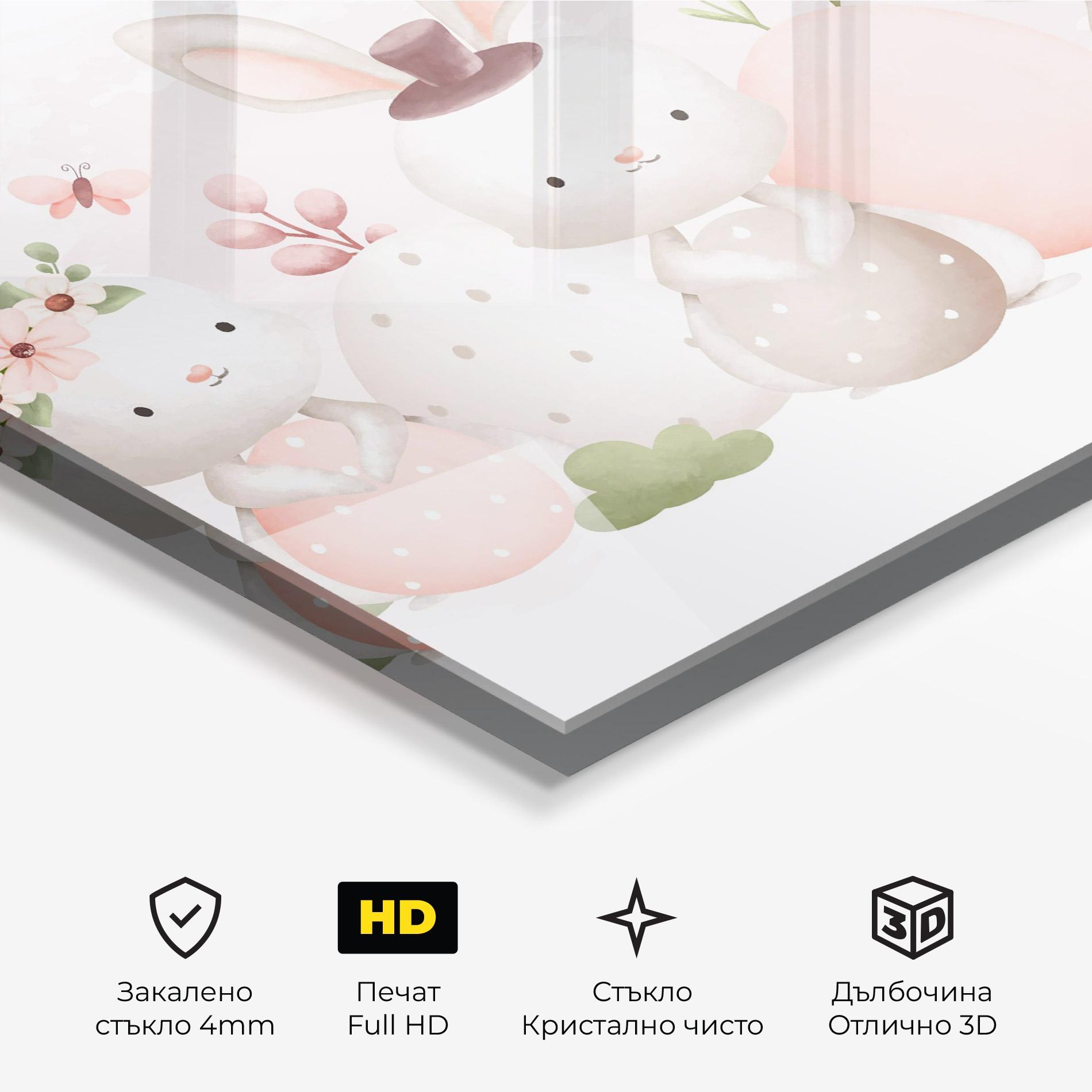 Стъклена картина Bunny With Hat mockup 3